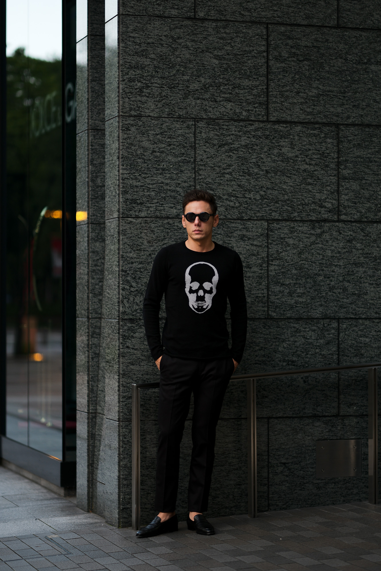 lucien pellat-finet (ルシアン ペラフィネ) Skull Cashmere Sweater (スカル カシミア セーター) インターシャ カシミア スカル セーター BLACK × GRAY (ブラック × グレー) made in scotland (スコットランド製) 2019 秋冬新作 lucienpellatfinet ルシアンペラフィネ 愛知 名古屋 altoediritto アルトエデリット