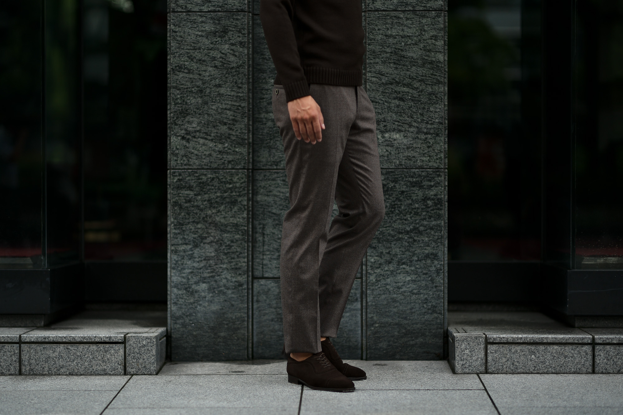PT01 (ピーティーゼロウーノ) LOWER EAST SIDE HEPCAT SUPER SLIM FIT (スーパースリムフィット) STRETCH COMFORT FLANNEL ストレッチ フランネル ウール スラックス BROWN (ブラウン・0170) 2019 秋冬新作 愛知 名古屋 altoediritto アルトエデリット