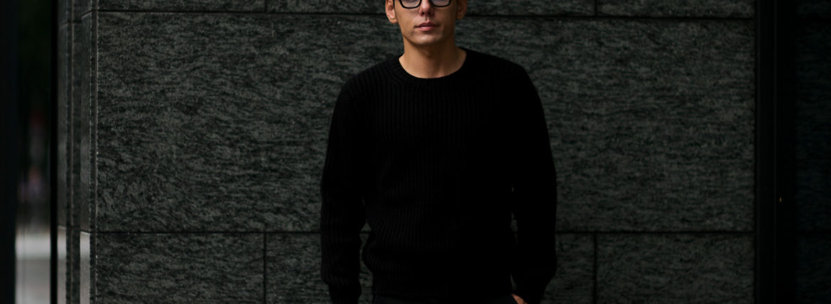 Settefili Cashmere (セッテフィーリ カシミア) Cashmere Crew Neck Sweater ローゲージ カシミアニット セーター BLACK (ブラック・CG102) made in italy (イタリア製) 2019 秋冬新作 settefilicashmere 愛知 名古屋 altoediritto アルトエデリット カシミヤ