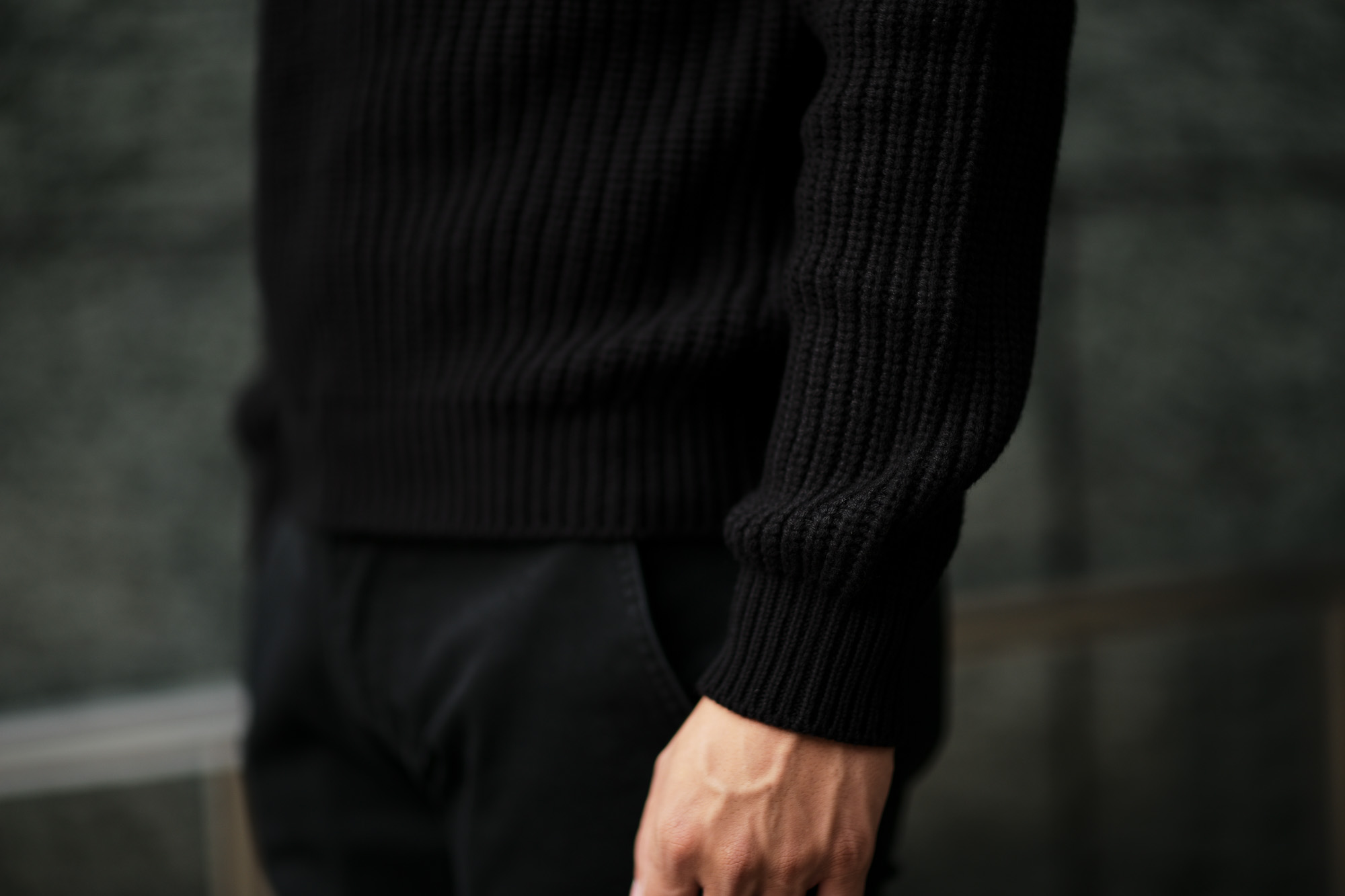 Settefili Cashmere (セッテフィーリ カシミア) Cashmere Crew Neck Sweater ローゲージ カシミアニット セーター BLACK (ブラック・CG102) made in italy (イタリア製) 2019 秋冬新作 settefilicashmere 愛知 名古屋 altoediritto アルトエデリット カシミヤ