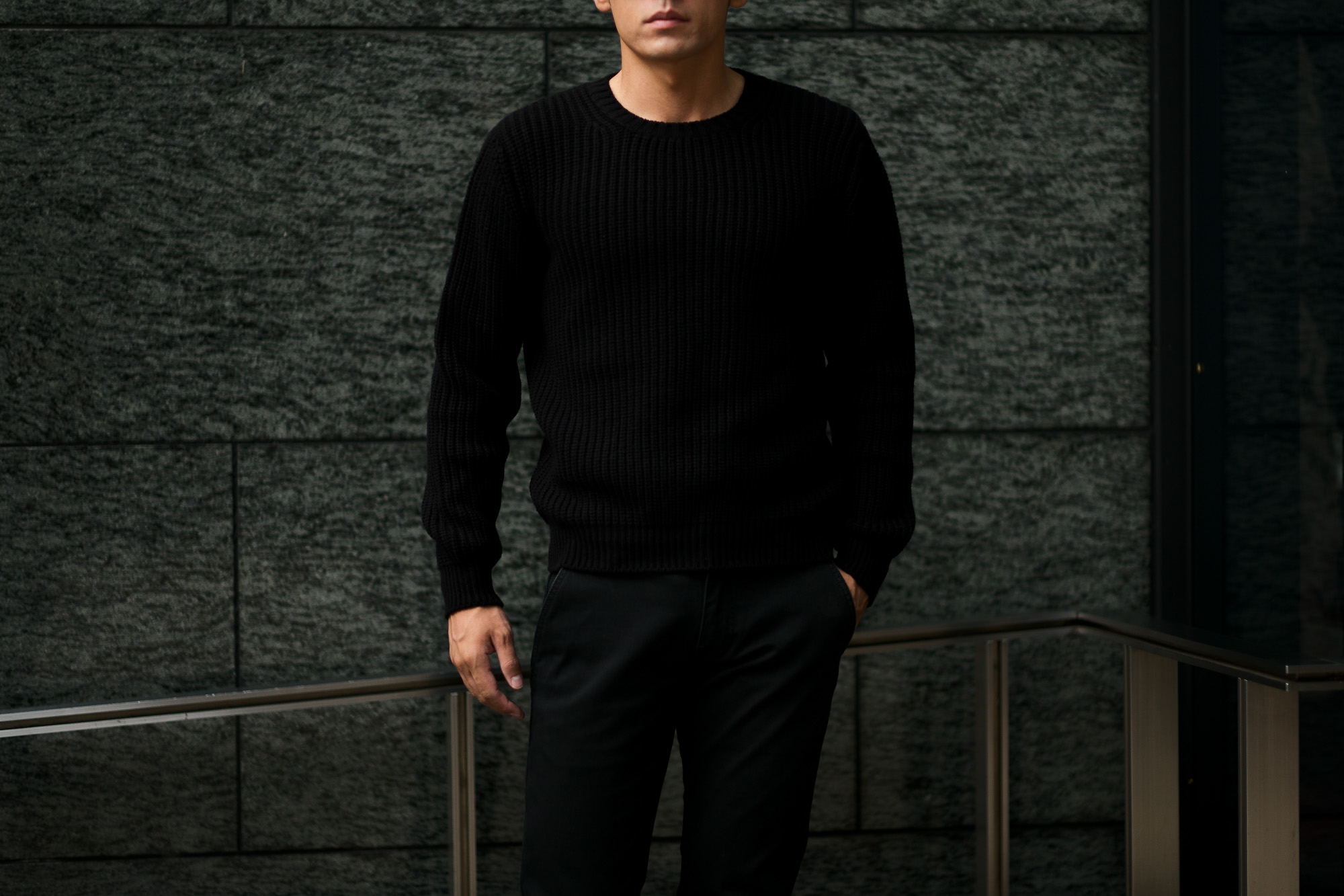 Settefili Cashmere (セッテフィーリ カシミア) Cashmere Crew Neck Sweater ローゲージ カシミアニット セーター BLACK (ブラック・CG102) made in italy (イタリア製) 2019 秋冬新作 settefilicashmere 愛知 名古屋 altoediritto アルトエデリット カシミヤ