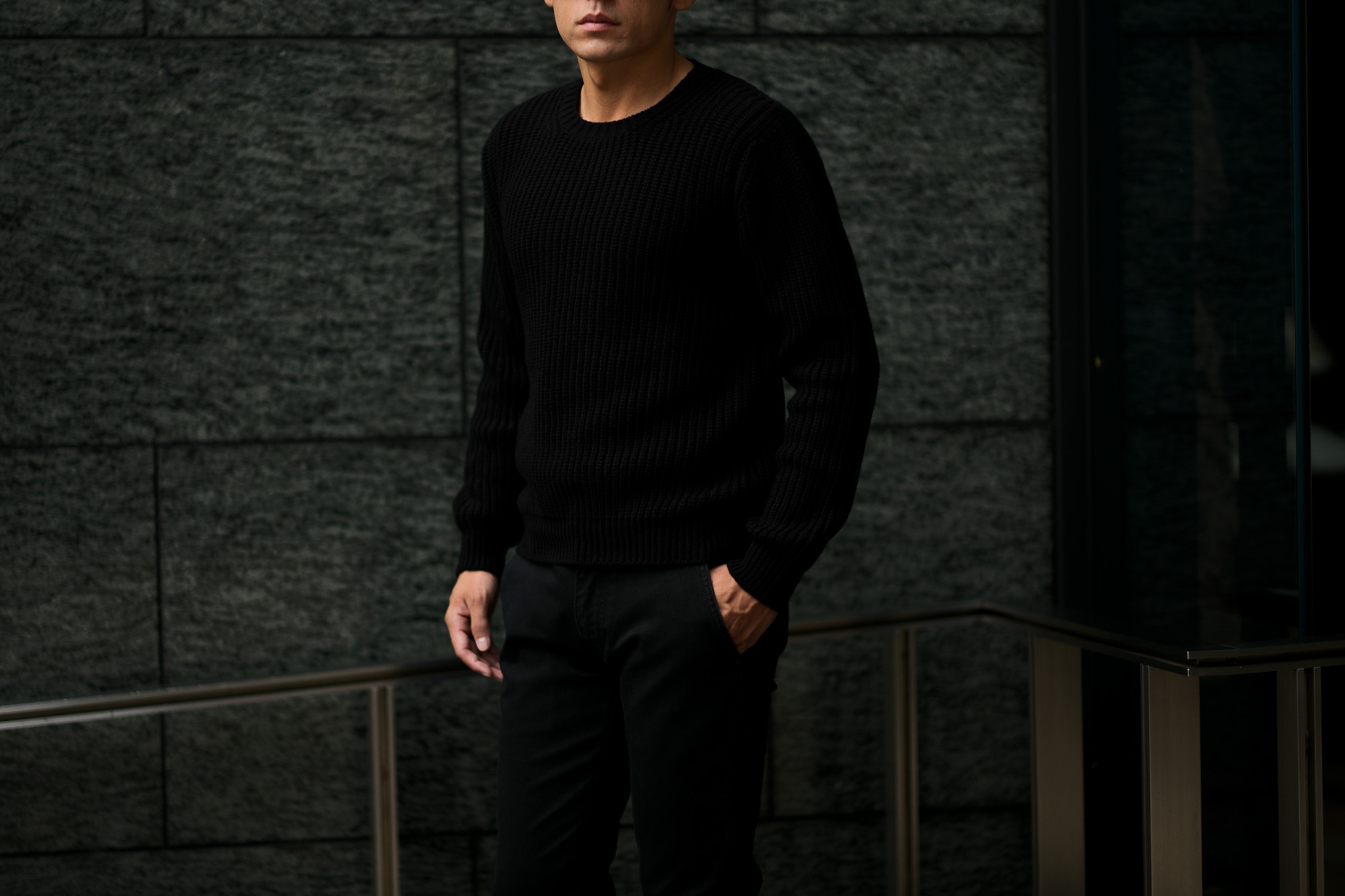 Settefili Cashmere (セッテフィーリ カシミア) Cashmere Crew Neck Sweater ローゲージ カシミアニット セーター BLACK (ブラック・CG102) made in italy (イタリア製) 2019 秋冬新作 settefilicashmere 愛知 名古屋 altoediritto アルトエデリット カシミヤ