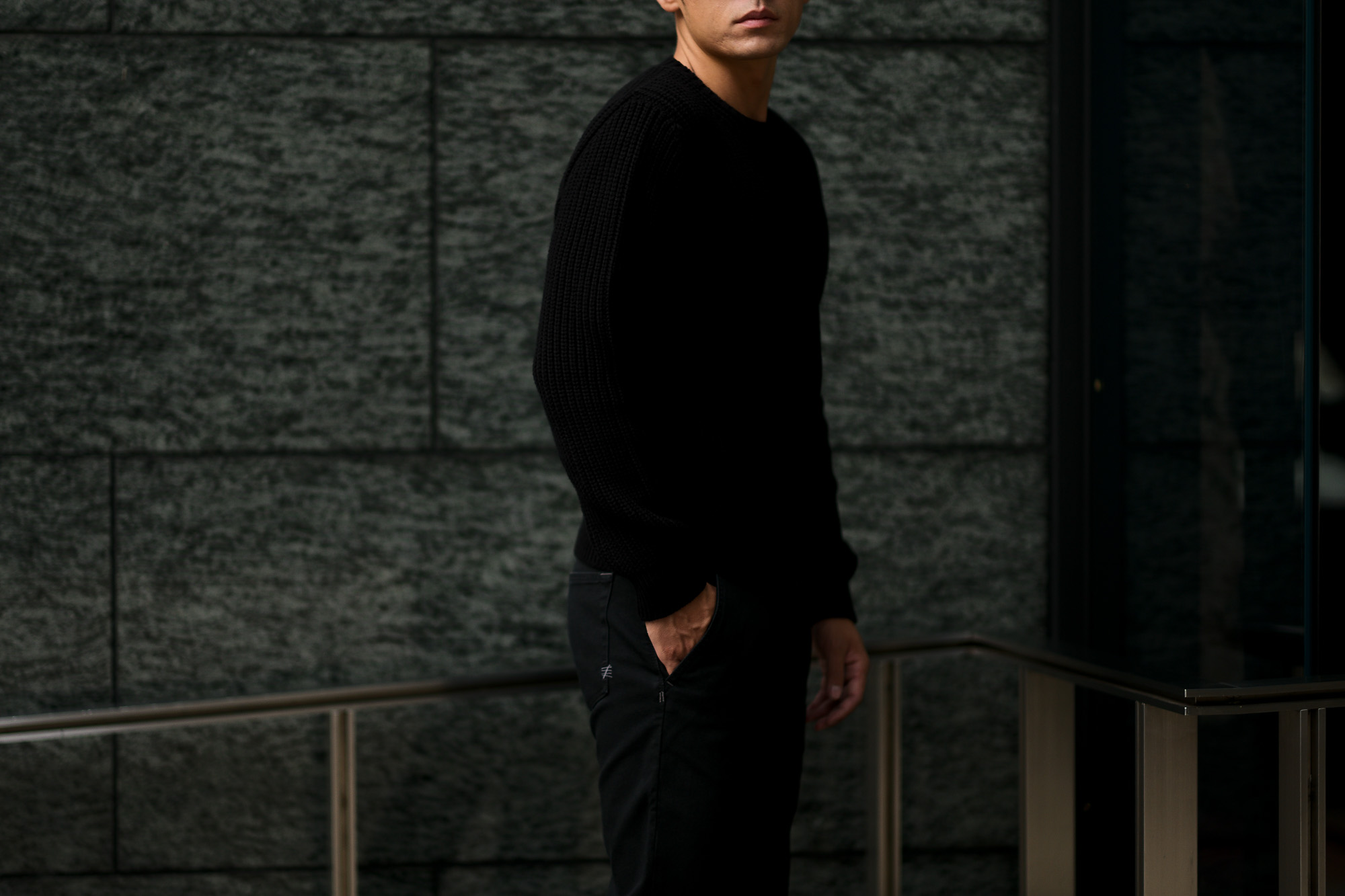 Settefili Cashmere (セッテフィーリ カシミア) Cashmere Crew Neck Sweater ローゲージ カシミアニット セーター BLACK (ブラック・CG102) made in italy (イタリア製) 2019 秋冬新作 settefilicashmere 愛知 名古屋 altoediritto アルトエデリット カシミヤ