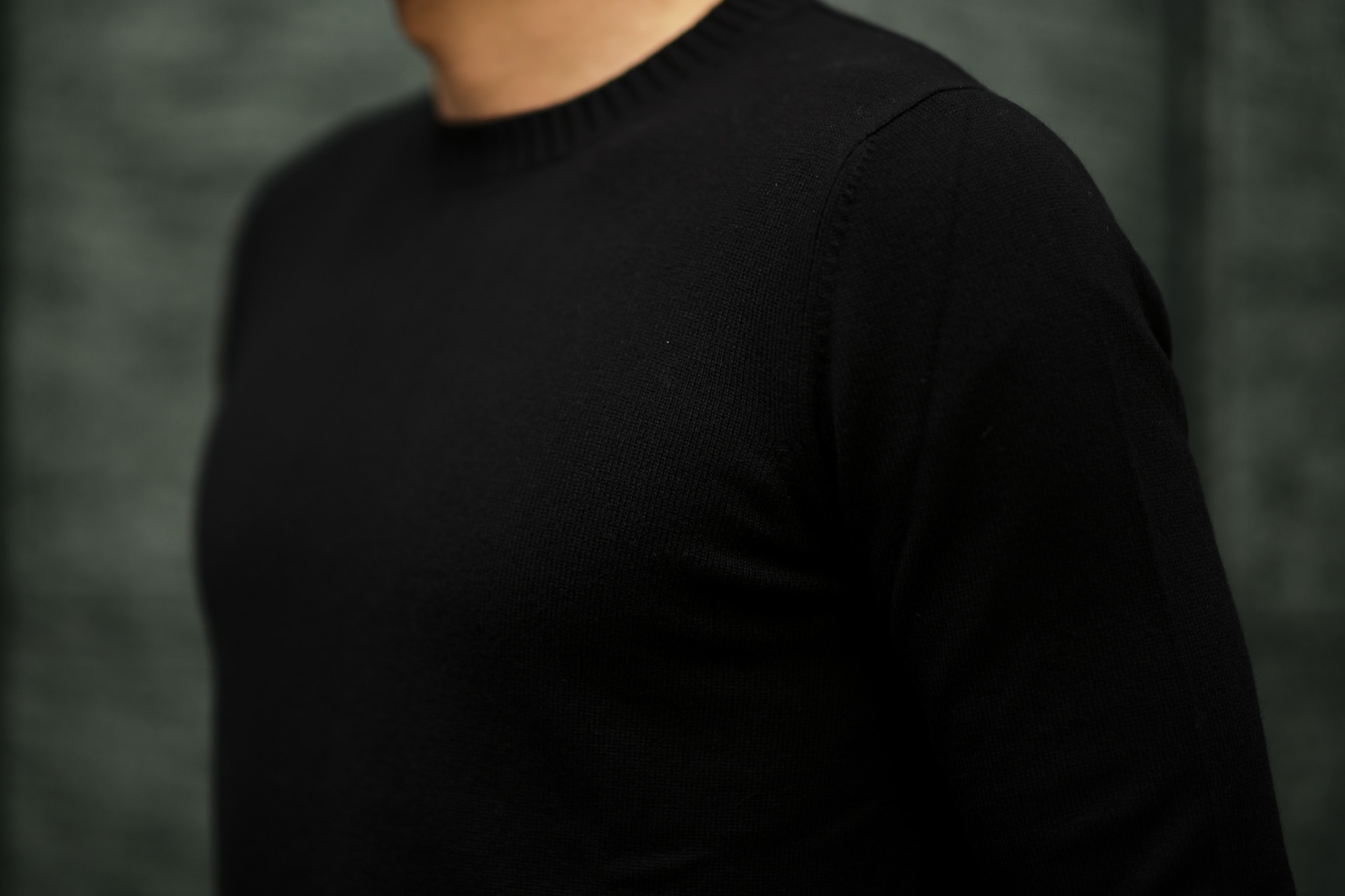 Settefili Cashmere (セッテフィーリ カシミア) Silk Cashmere Crew Neck Sweater ハイゲージ シルクカシミア ニット セーター BLACK (ブラック・CS22) made in italy (イタリア製) 2019 秋冬新作 settefilicashmere 愛知 名古屋 altoediritto アルトエデリット