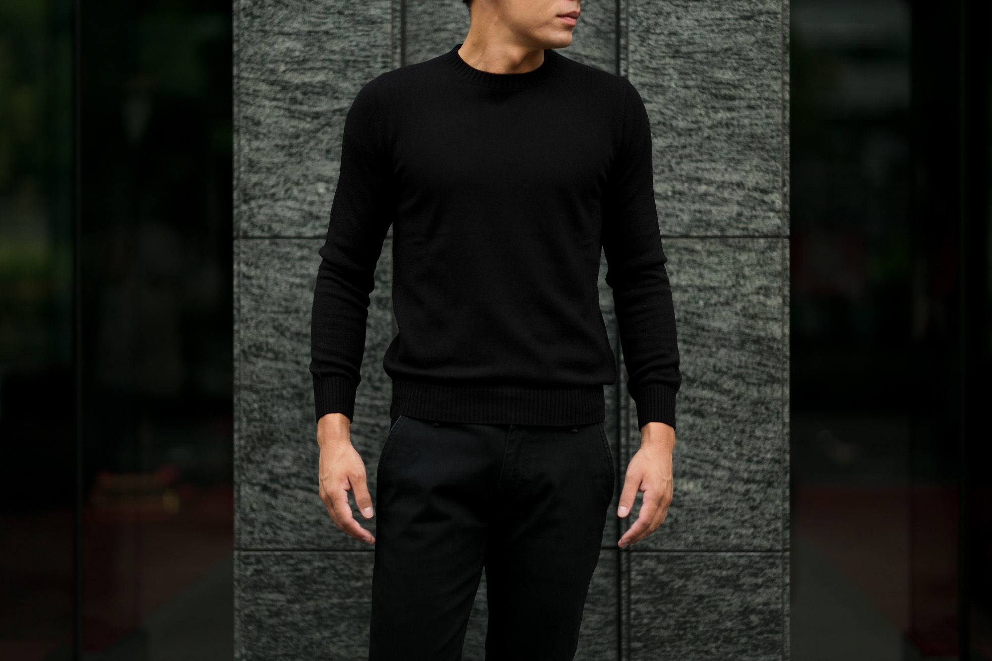 Settefili Cashmere (セッテフィーリ カシミア) Silk Cashmere Crew Neck Sweater ハイゲージ シルクカシミア ニット セーター BLACK (ブラック・CS22) made in italy (イタリア製) 2019 秋冬新作 settefilicashmere 愛知 名古屋 altoediritto アルトエデリット