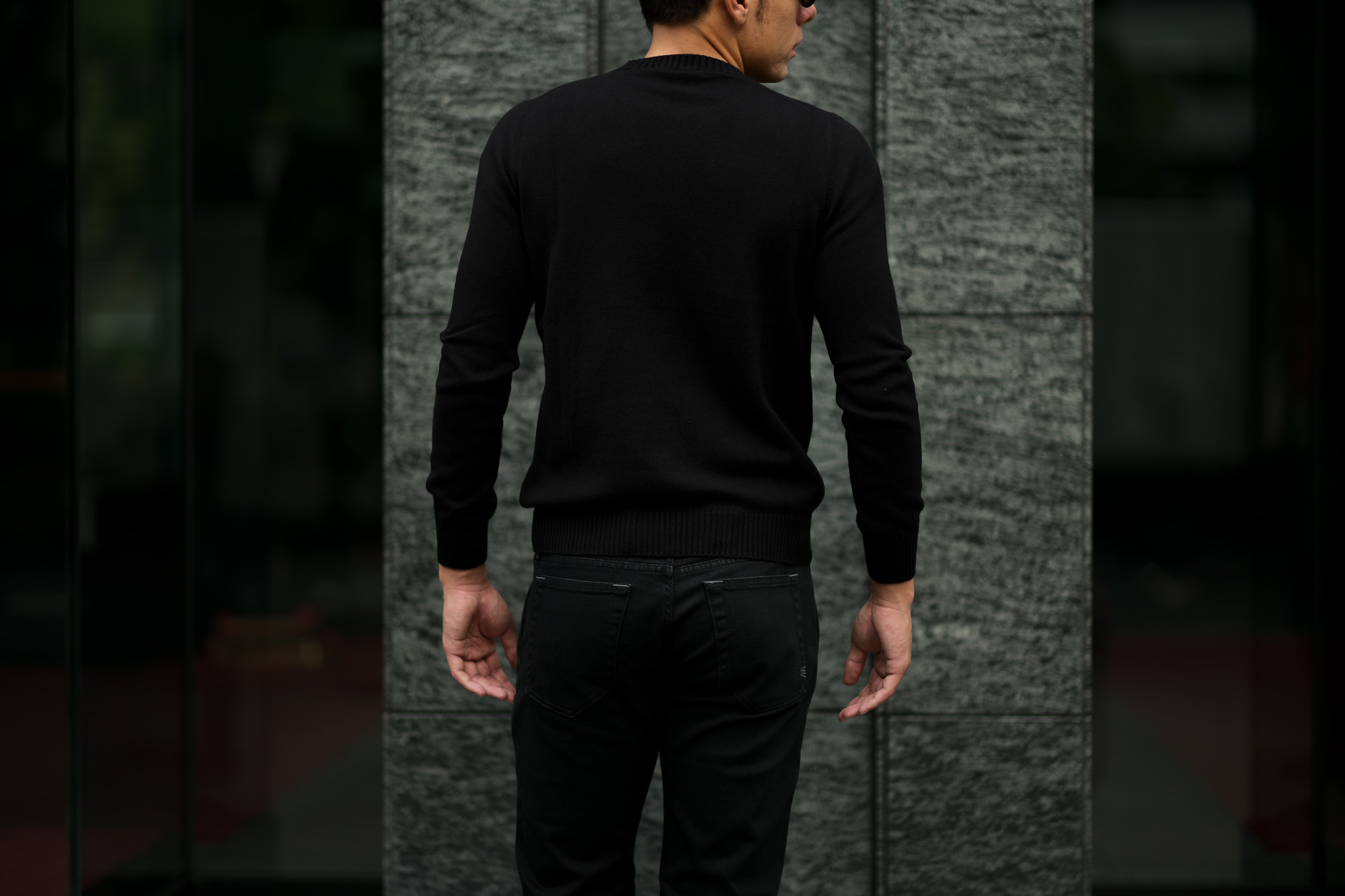 Settefili Cashmere (セッテフィーリ カシミア) Silk Cashmere Crew Neck Sweater ハイゲージ シルクカシミア ニット セーター BLACK (ブラック・CS22) made in italy (イタリア製) 2019 秋冬新作 settefilicashmere 愛知 名古屋 altoediritto アルトエデリット