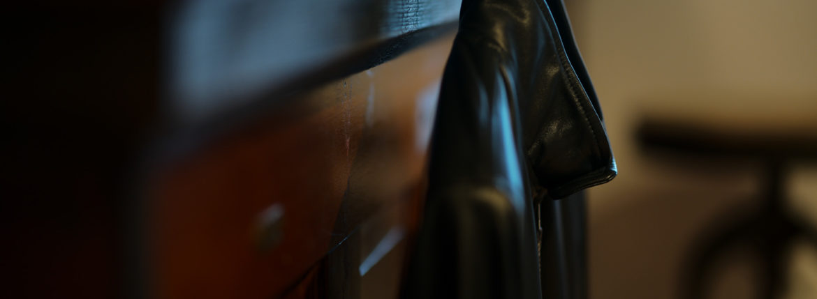 SILENCE (サイレンス) Single Rib Leather Jacket (シングル リブ レザー ジャケット) Lambskin Nappa Leather (ラムナッパ レザー) シングル ライダース ジャケット NERO (ブラック) Made in italy (イタリア製) 2019 秋冬新作のイメージ