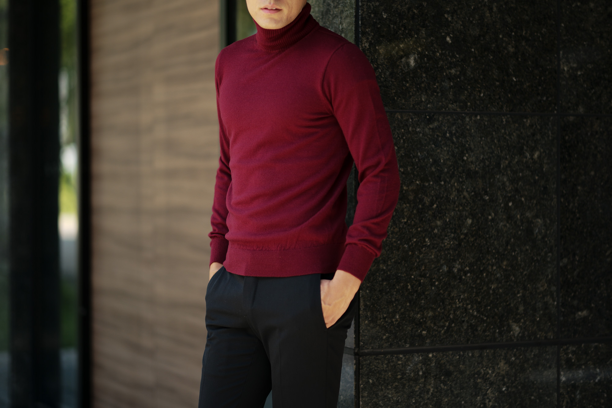 Cuervo (クエルボ) Sartoria Collection (サルトリア コレクション) John(ジョン) Turtle Neck Sweater (タートルネックセーター) ウールニット セーター BORDEAUX (ボルドー) MADE IN JAPAN (日本製) 2019 秋冬 【ご予約受付中】愛知 名古屋 altoediritto アルトエデリット