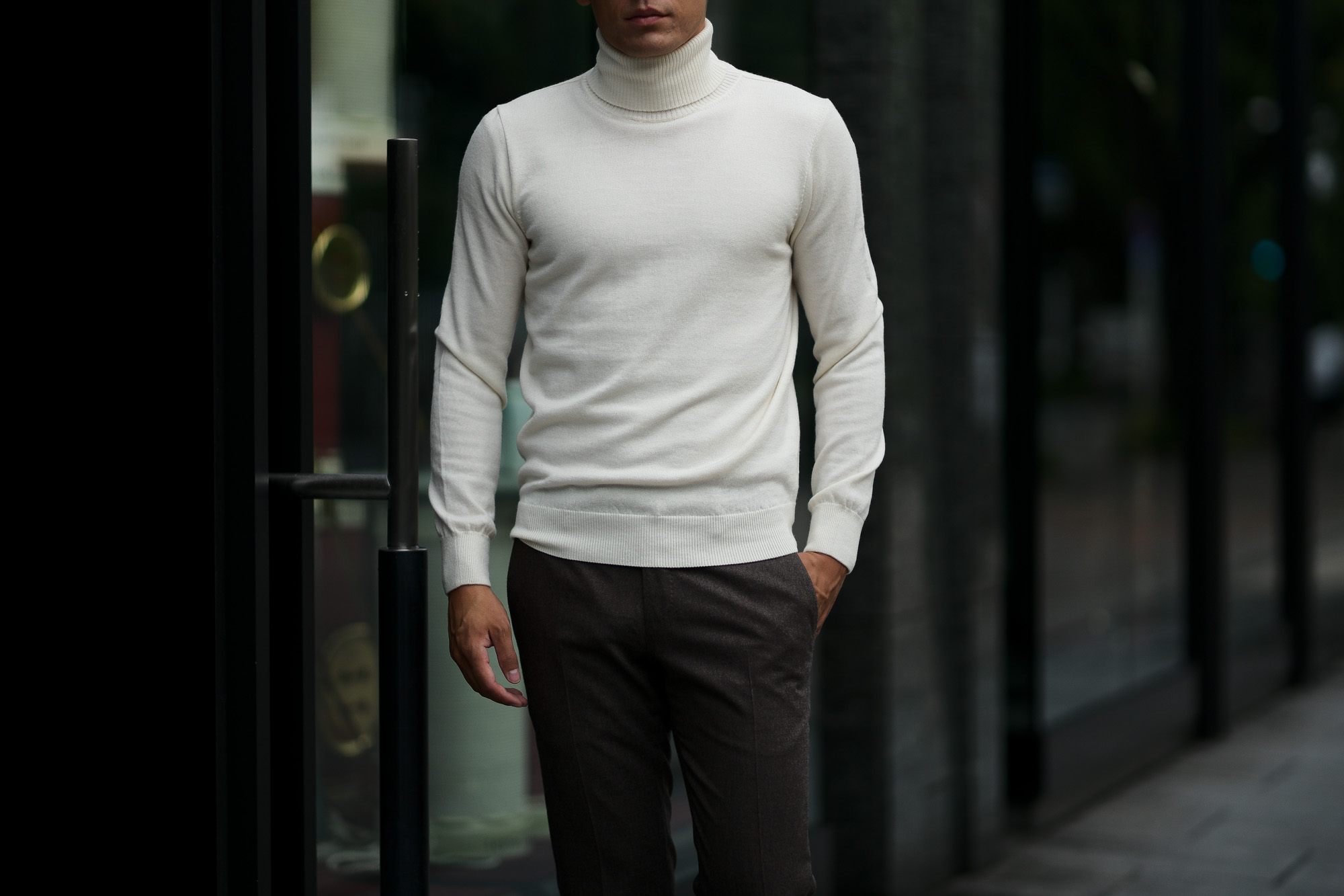 Cuervo (クエルボ) Sartoria Collection (サルトリア コレクション) John(ジョン) Turtle Neck Sweater (タートルネックセーター) ウールニット セーター WHITE (ホワイト) MADE IN JAPAN (日本製) 2019 秋冬 【ご予約受付中】愛知 名古屋 altoediritto アルトエデリット