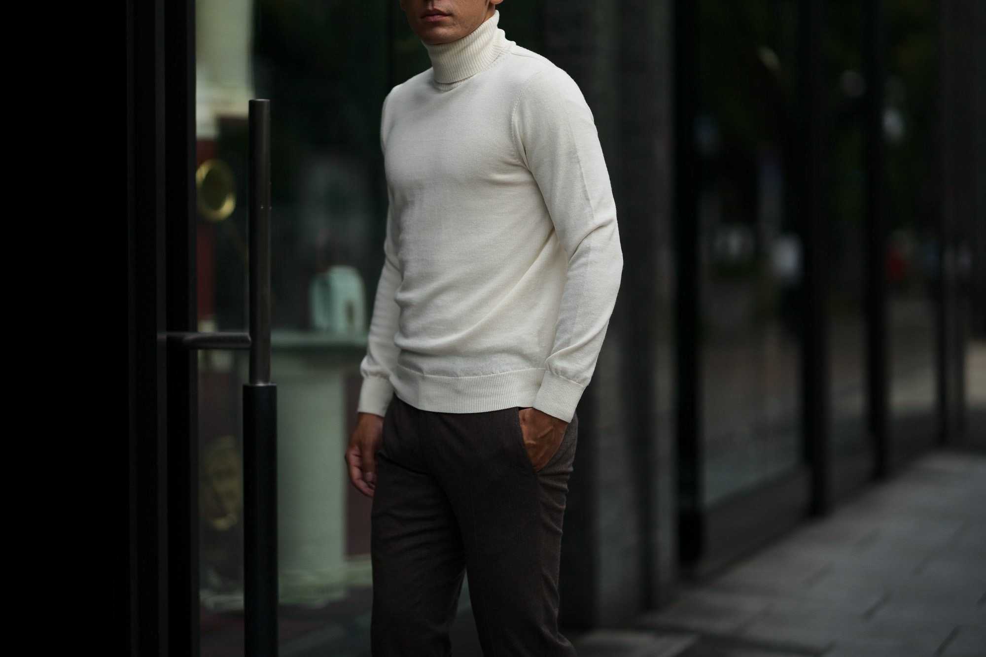 Cuervo (クエルボ) Sartoria Collection (サルトリア コレクション) John(ジョン) Turtle Neck Sweater (タートルネックセーター) ウールニット セーター WHITE (ホワイト) MADE IN JAPAN (日本製) 2019 秋冬 【ご予約受付中】愛知 名古屋 altoediritto アルトエデリット