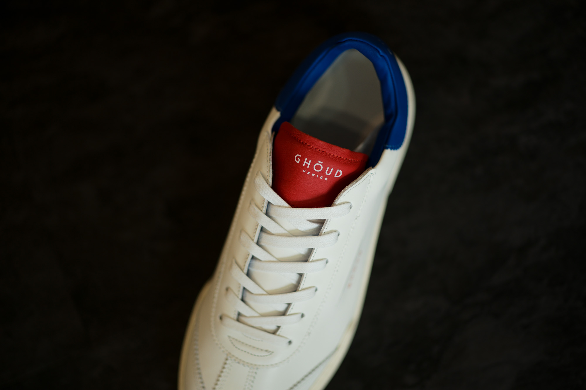 GHOUD L1LML25-LOB01 LOW MAN レザースニーカー WHITE/BLUE/RED(ホワイト/ブルー/レッド) 2020 春夏 【ご予約開始】 愛知 名古屋 altoediritto アルトエデリット 白スニーカー