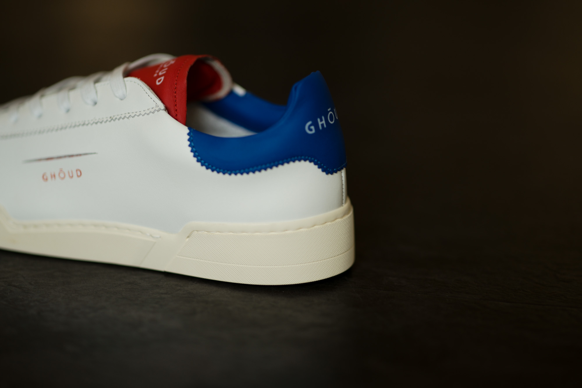 GHOUD L1LML25-LOB01 LOW MAN レザースニーカー WHITE/BLUE/RED(ホワイト/ブルー/レッド) 2020 春夏 【ご予約開始】 愛知 名古屋 altoediritto アルトエデリット 白スニーカー