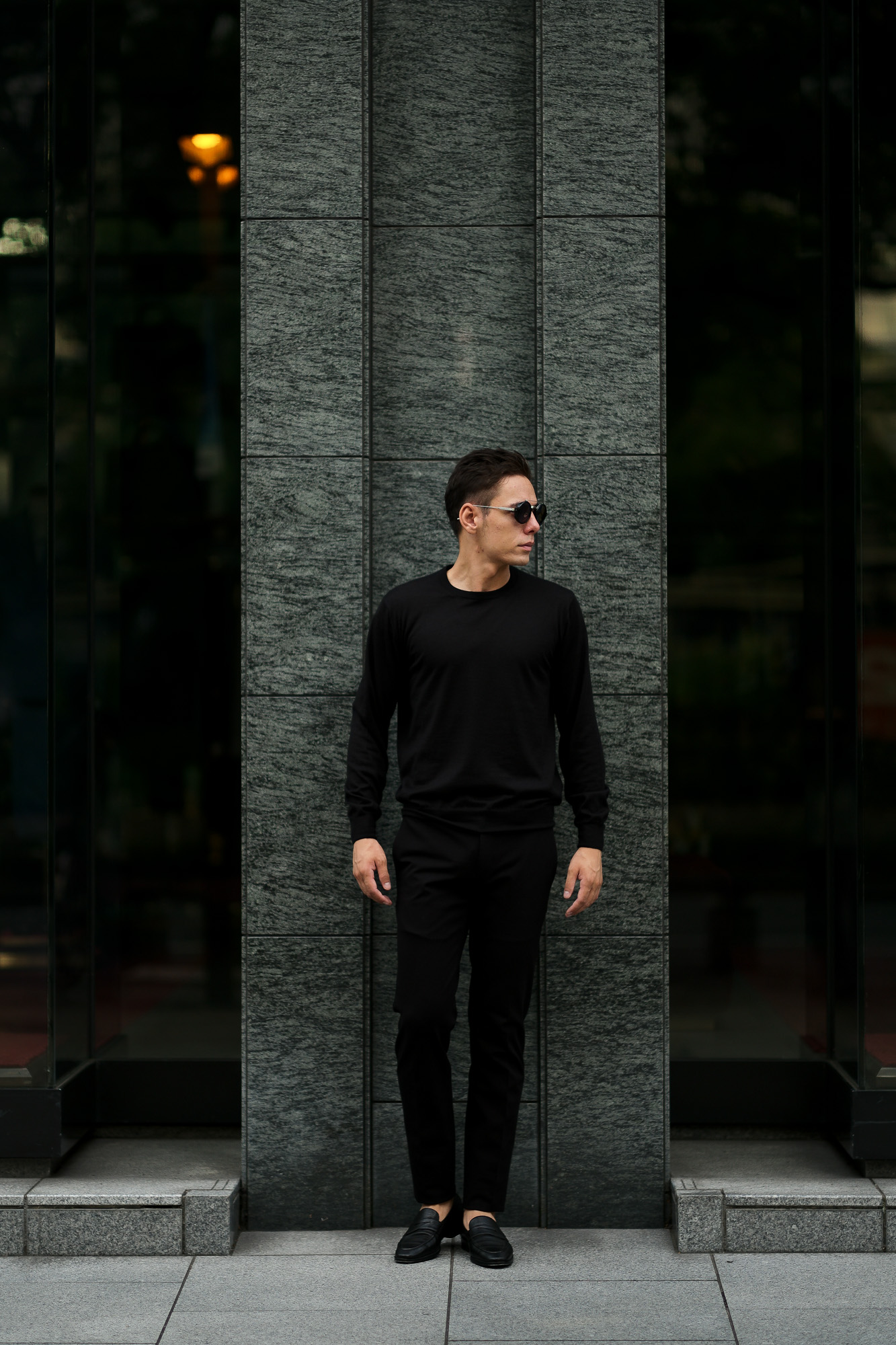 LAMBERTO LOSANI (ランベルト ロザーニ) Silk Cashmere Crew Neck Sweater(シルクカシミア クルーネック セーター) ハイゲージ シルクカシミヤニット セーター BLACK (ブラック・901) made in italy (イタリア製) 2019 秋冬新作  lambertolosani altoediritto アルトエデリット 愛知 名古屋