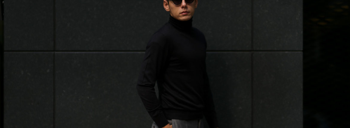 LAMBERTO LOSANI (ランベルト ロザーニ) Silk Cashmere Turtle Neck Sweater(シルクカシミア タートルネック セーター) ハイゲージ シルクカシミヤニット セーター BLACK (ブラック・901) made in italy (イタリア製) 2019 秋冬新作 lambertolosani altoediritto アルトエデリット 愛知 名古屋