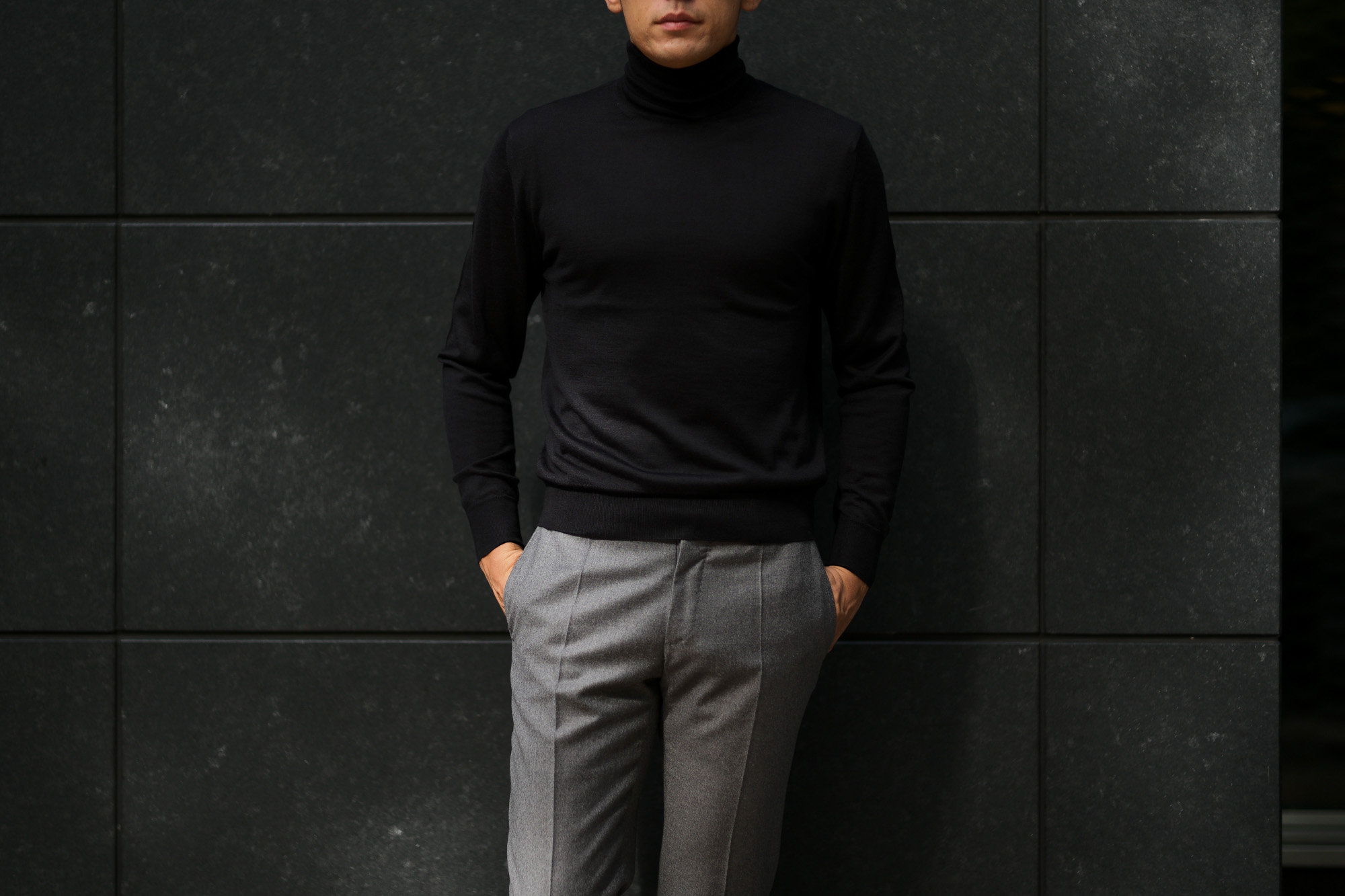 LAMBERTO LOSANI (ランベルト ロザーニ) Silk Cashmere Turtle Neck Sweater(シルクカシミア タートルネック セーター) ハイゲージ シルクカシミヤニット セーター BLACK (ブラック・901) made in italy (イタリア製) 2019 秋冬新作 lambertolosani altoediritto アルトエデリット 愛知 名古屋