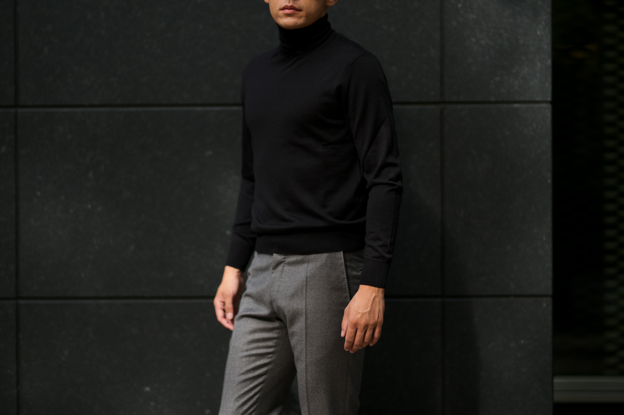 LAMBERTO LOSANI (ランベルト ロザーニ) Silk Cashmere Turtle Neck Sweater(シルクカシミア タートルネック セーター) ハイゲージ シルクカシミヤニット セーター BLACK (ブラック・901) made in italy (イタリア製) 2019 秋冬新作 lambertolosani altoediritto アルトエデリット 愛知 名古屋