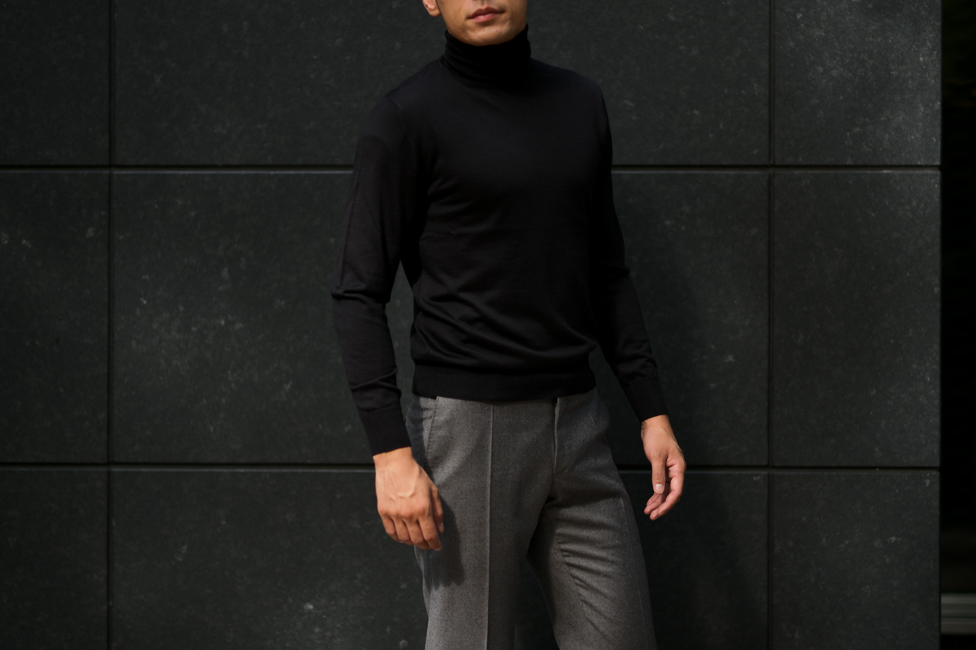 LAMBERTO LOSANI (ランベルト ロザーニ) Silk Cashmere Turtle Neck Sweater(シルクカシミア タートルネック セーター) ハイゲージ シルクカシミヤニット セーター BLACK (ブラック・901) made in italy (イタリア製) 2019 秋冬新作 lambertolosani altoediritto アルトエデリット 愛知 名古屋