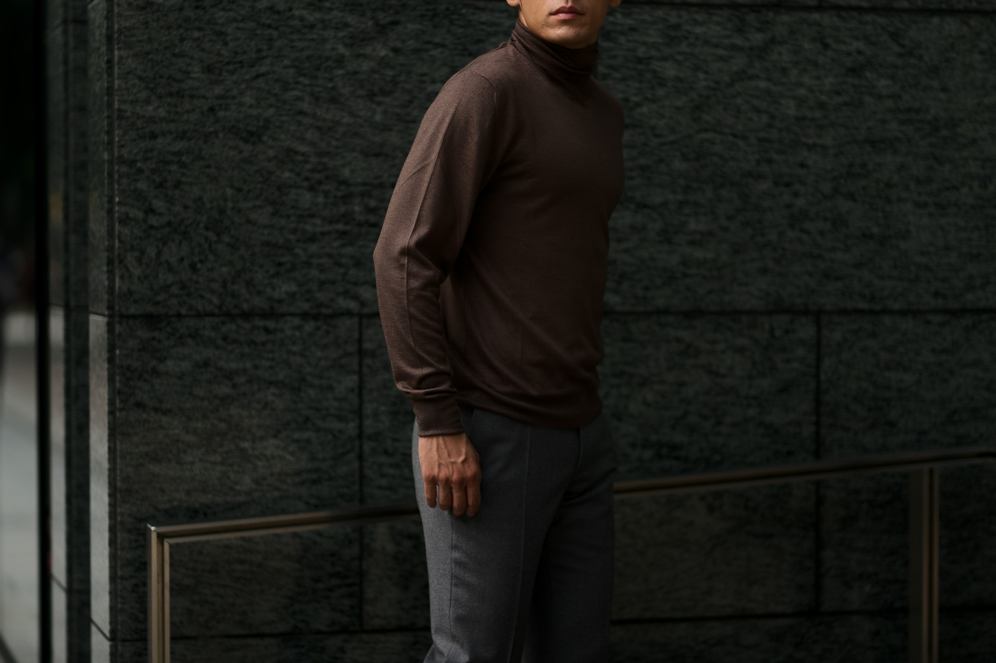 LAMBERTO LOSANI (ランベルト ロザーニ) Silk Cashmere Turtle Neck Sweaterシルクカシミア タートルネック セーター) ハイゲージ シルクカシミヤニット セーター BROWN (ブラウン・325) made in italy (イタリア製) 2019 秋冬新作 lambertolosani altoediritto アルトエデリット 愛知 名古屋