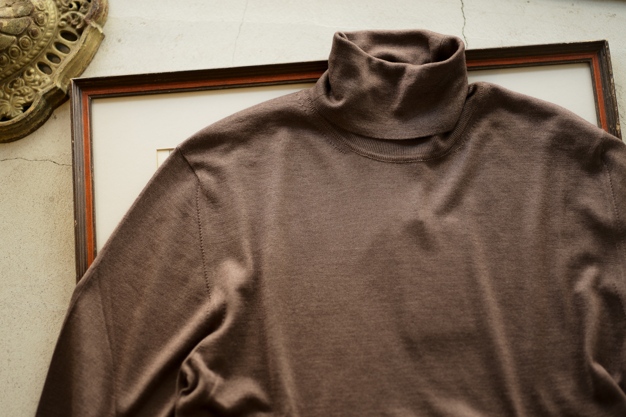 LAMBERTO LOSANI (ランベルト ロザーニ) Silk Cashmere Turtle Neck Sweaterシルクカシミア タートルネック セーター) ハイゲージ シルクカシミヤニット セーター BROWN (ブラウン・325) made in italy (イタリア製) 2019 秋冬新作 lambertolosani altoediritto アルトエデリット 愛知 名古屋 