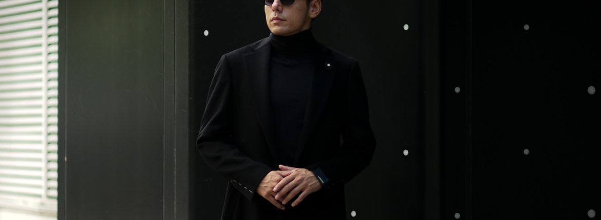 LARDINI (ラルディーニ) Cashmere Spolverino Chester coat (カシミヤ スポルベリーノ チェスターコート) カシミヤフラノ生地 シングル チェスターコート BLACK (ブラック・4) Made in italy (イタリア製) 2019 秋冬新作のイメージ