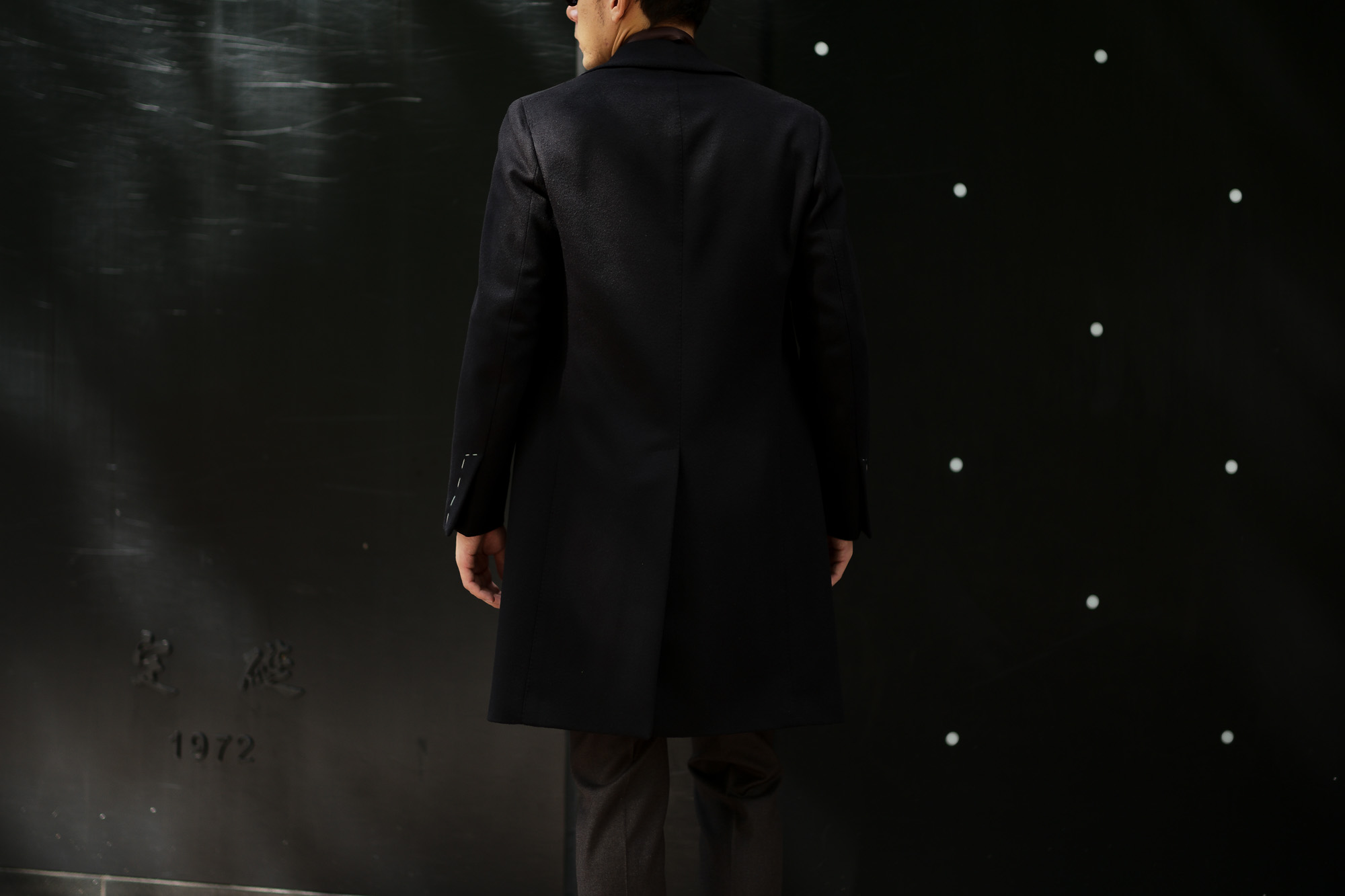 LARDINI (ラルディーニ) Spolverino Chester coat (スポルベリーノ チェスターコート) フラノウール生地 シングル チェスターコート BLACK (ブラック・4) Made in italy (イタリア製) 2019 秋冬新作 愛知 名古屋 Altoediritto アルトエデリット コート ロングコート