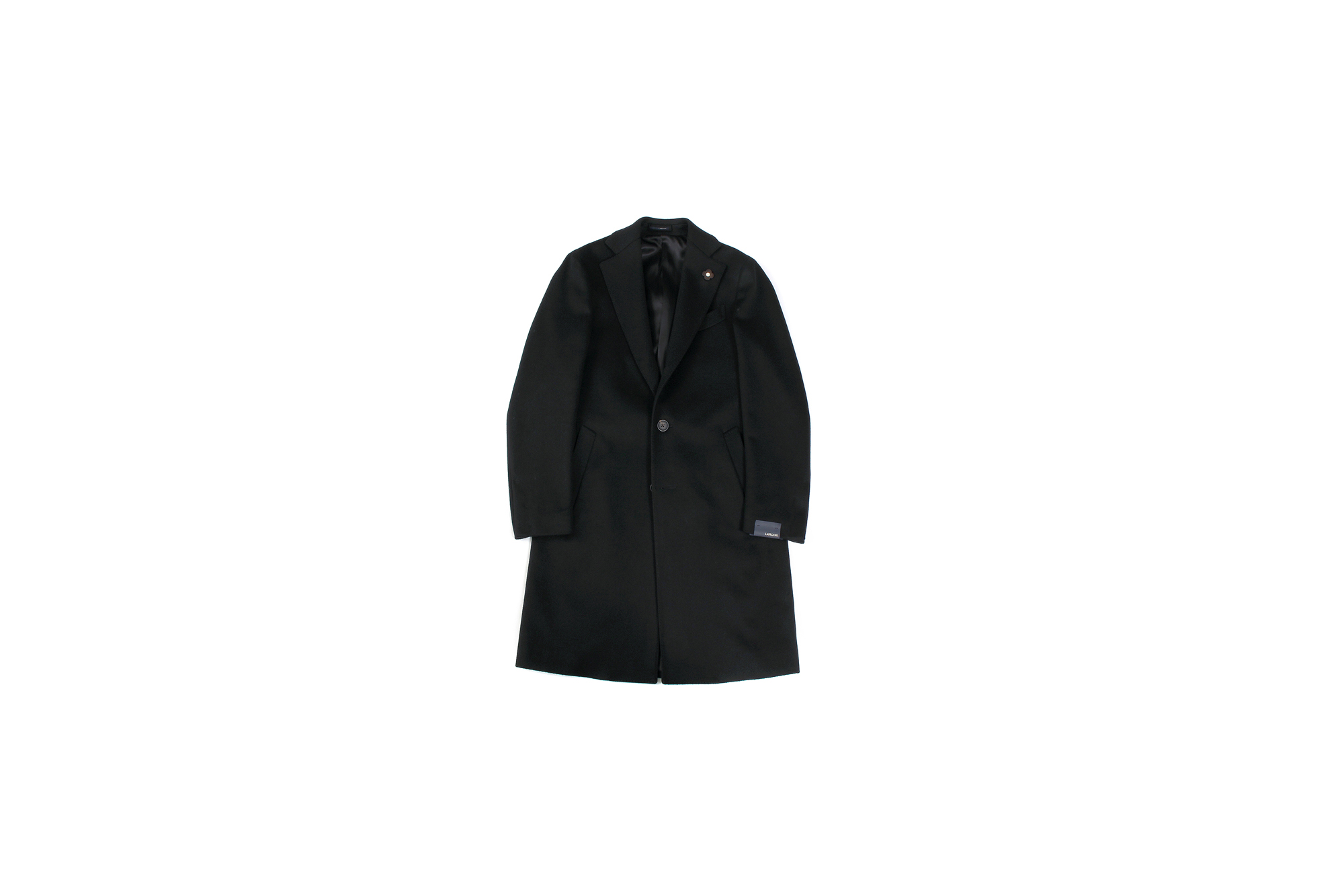 LARDINI (ラルディーニ) Spolverino Chester coat (スポルベリーノ チェスターコート) フラノウール生地 シングル チェスターコート BLACK (ブラック・4) Made in italy (イタリア製) 2019 秋冬新作 愛知 名古屋 Altoediritto アルトエデリット コート ロングコート