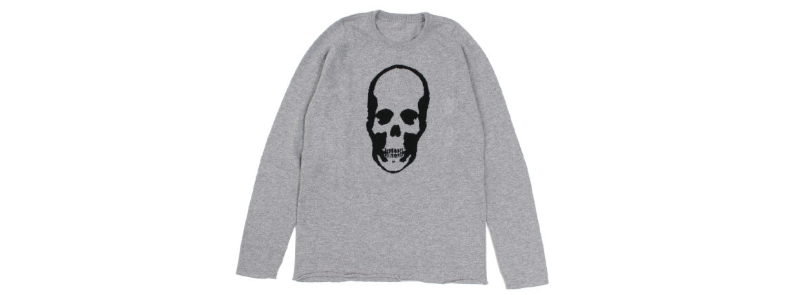 lucien pellat-finet (ルシアン ペラフィネ) Skull Cashmere Sweater (スカル カシミア セーター) インターシャ カシミア スカル セーター FELT GRAY×BLACK (フェルト グレー×ブラック) made in scotland (スコットランド製) 2019 秋冬新作 lucienpellatfinet ルシアンペラフィネ 愛知 名古屋 altoediritto アルトエデリット