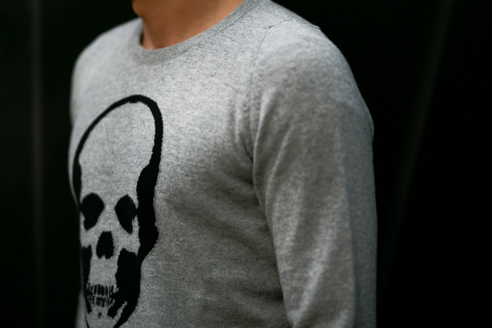 lucien pellat-finet (ルシアン ペラフィネ) Skull Cashmere Sweater (スカル カシミア セーター) インターシャ カシミア スカル セーター  FELT GRAY×BLACK (フェルト グレー×ブラック) made in scotland (スコットランド製) 2019 秋冬新作 lucienpellatfinet ルシアンペラフィネ 愛知 名古屋 altoediritto アルトエデリット