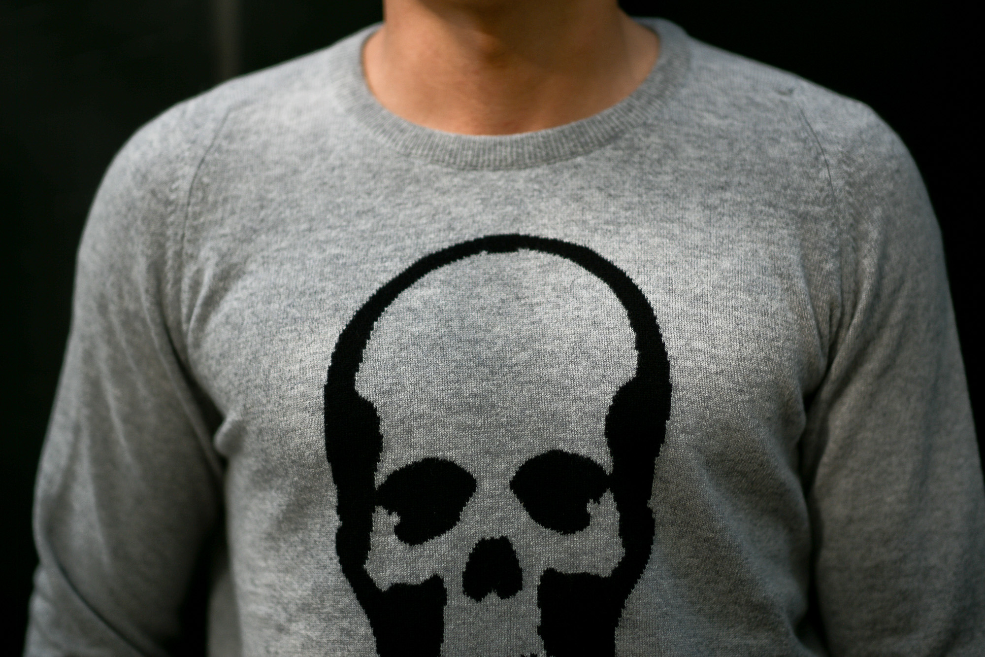 lucien pellat-finet (ルシアン ペラフィネ) Skull Cashmere Sweater (スカル カシミア セーター) インターシャ カシミア スカル セーター  FELT GRAY×BLACK (フェルト グレー×ブラック) made in scotland (スコットランド製) 2019 秋冬新作 lucienpellatfinet ルシアンペラフィネ 愛知 名古屋 altoediritto アルトエデリット