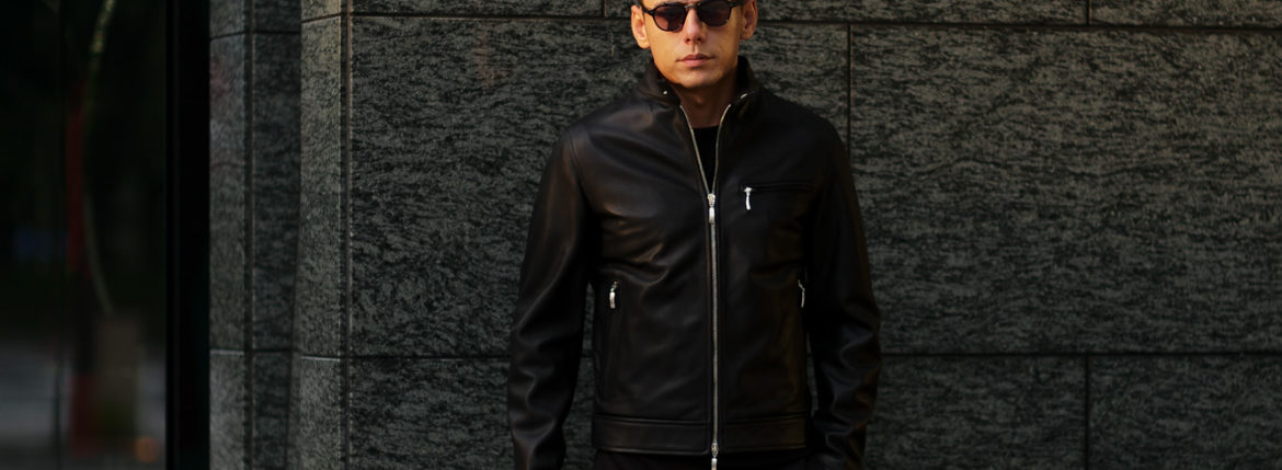 SILENCE (サイレンス) Single Leather Jacket (シングルレザー ジャケット) Goatskin Leather (ゴートスキンレザー) シングル ライダース ジャケット NERO (ブラック) Made in italy (イタリア製) 2019　秋冬新作 愛知 名古屋 altoediritto アルトエデリット