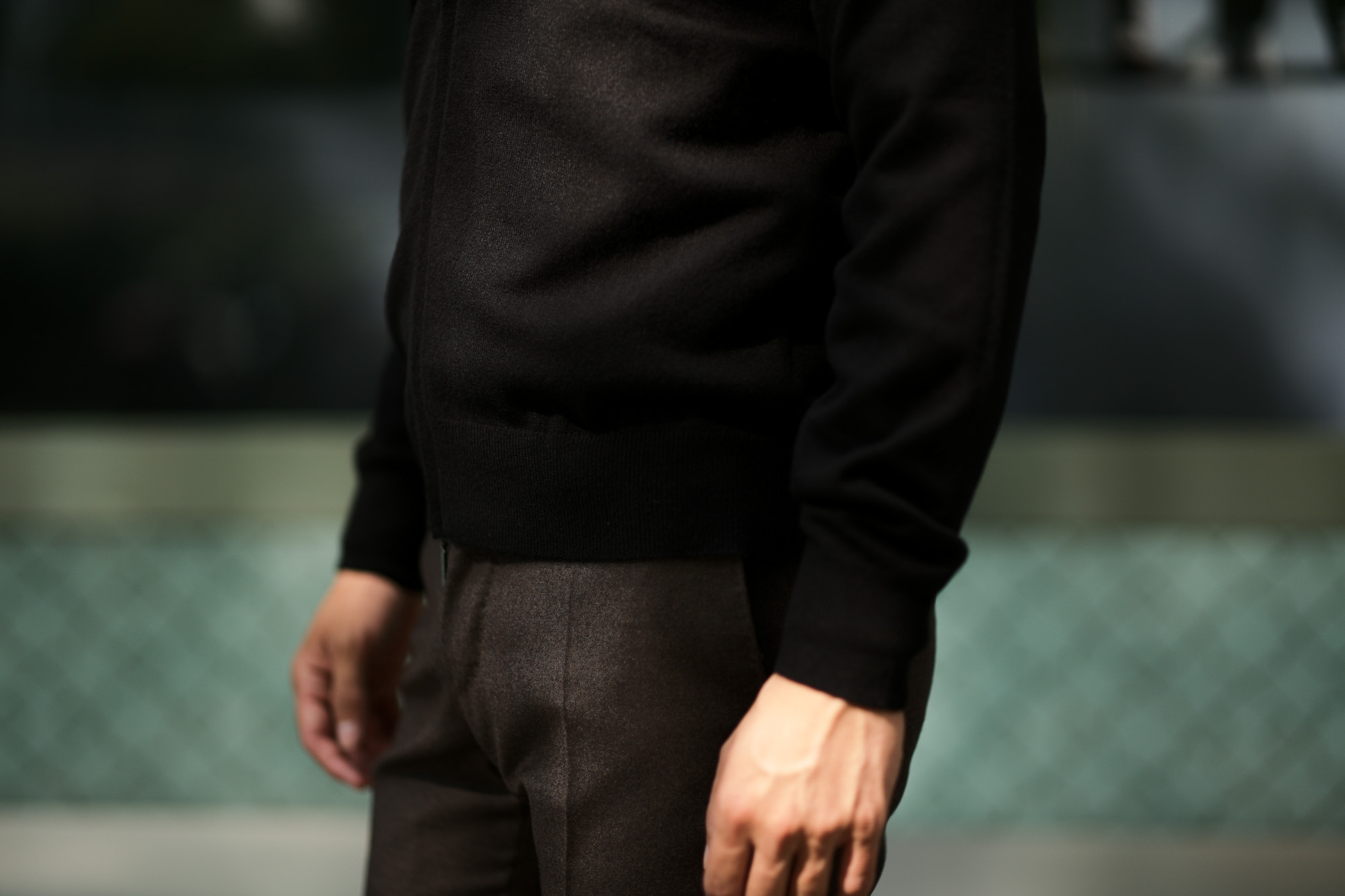 Cruciani(クルチアーニ) Cashmere Zip Up Cardigan (カシミヤ ジップアップ カーディガン) Cashmere 100% ハイゲージ カシミヤニット カーディガン BLACK (ブラック・400002) made in italy (イタリア製) 2019 秋冬新作  愛知 名古屋 altoediritto アルトエデリット