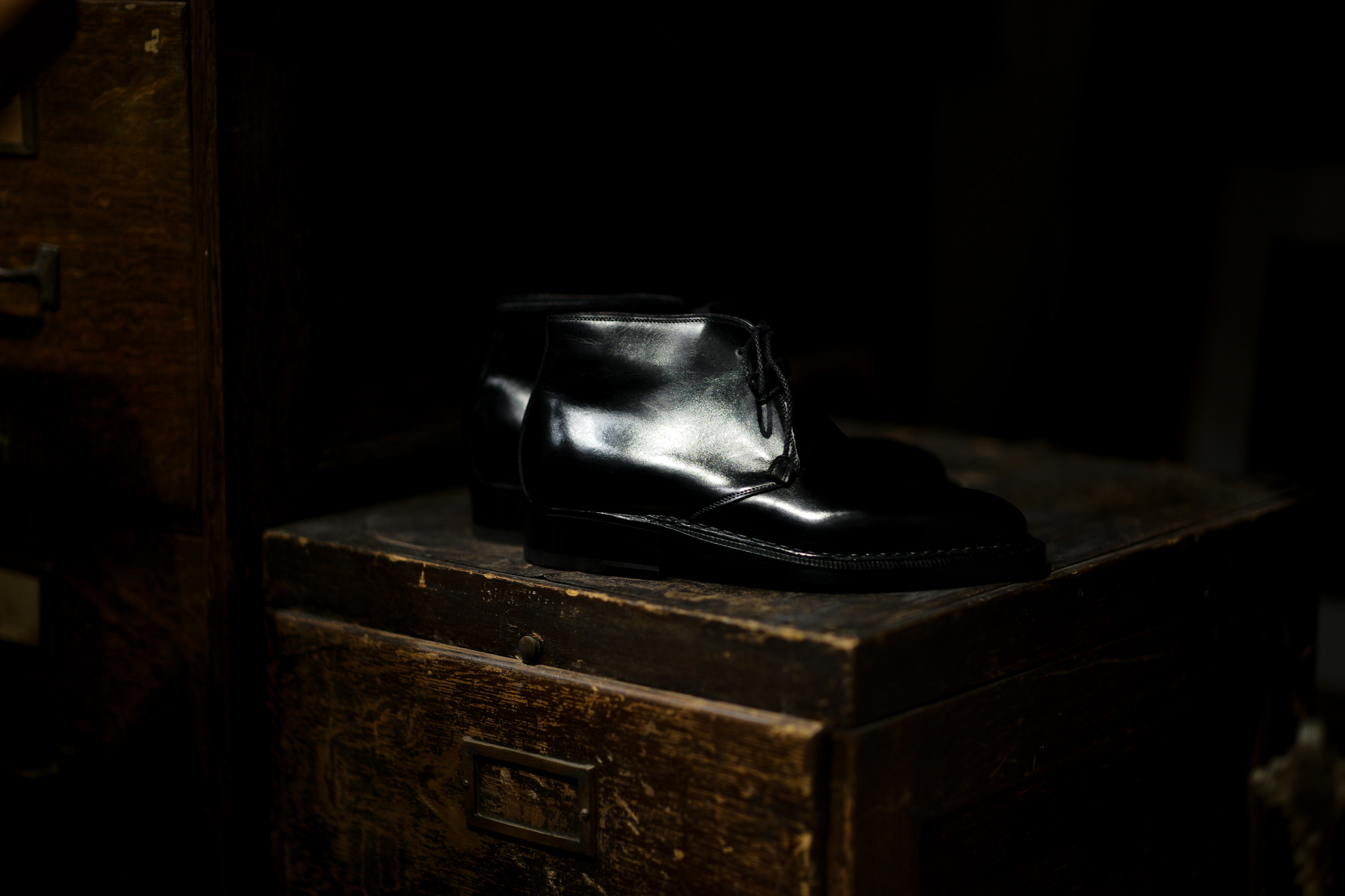 ENZO BONAFE (エンツォボナフェ) ART.3722 Chukka boots Du Puy Vitello デュプイ社ボックスカーフ チャッカブーツ NERO (ブラック) made in italy (イタリア製)　愛知 名古屋 Alto e Diritto アルトエデリット エンツォボナフェ チャッカ　5.5,6,6.5,7,7.5,8,8.5,9,9.5