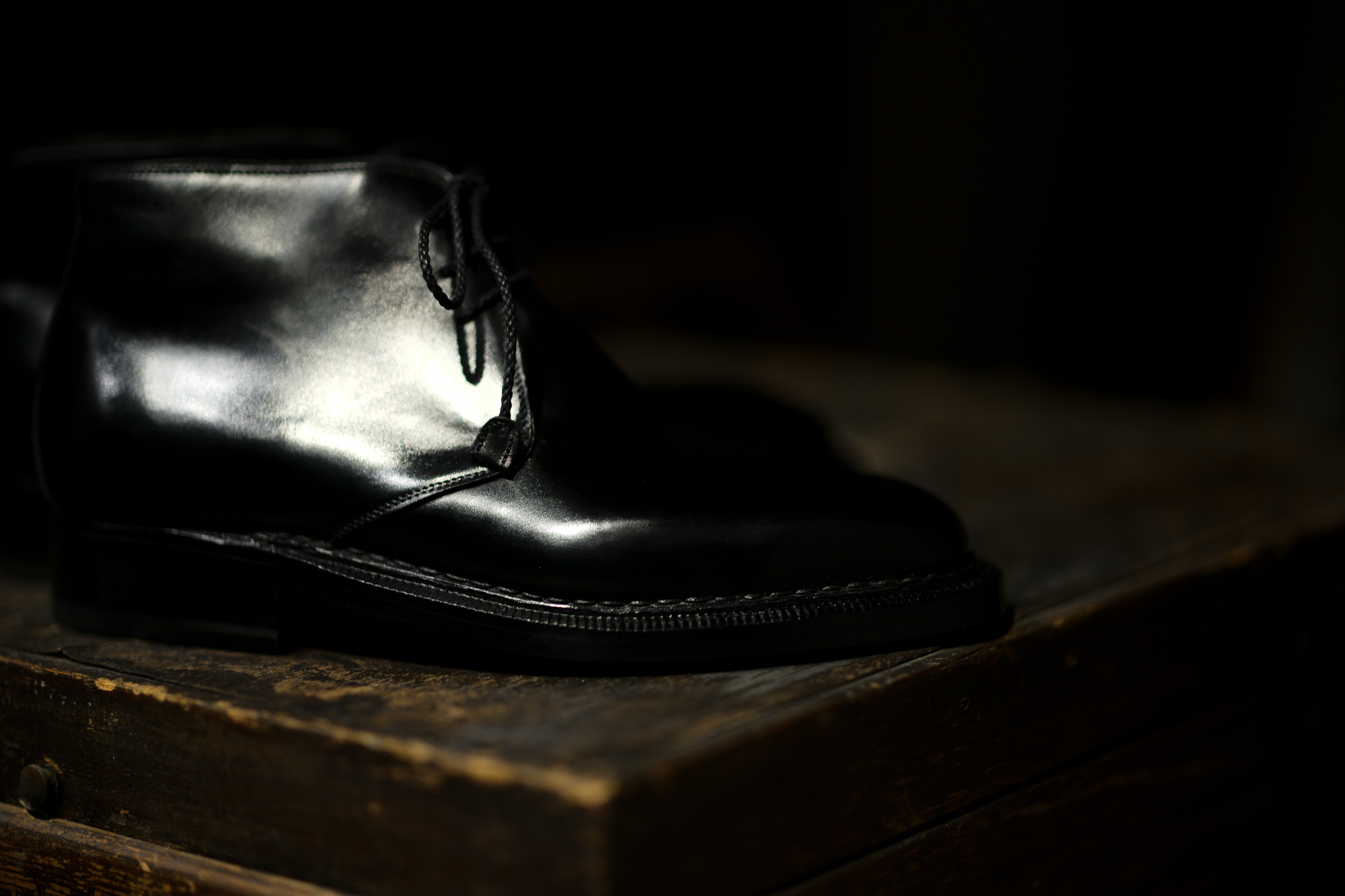 ENZO BONAFE (エンツォボナフェ) ART.3722 Chukka boots Du Puy Vitello デュプイ社ボックスカーフ チャッカブーツ NERO (ブラック) made in italy (イタリア製)　愛知 名古屋 Alto e Diritto アルトエデリット エンツォボナフェ チャッカ　5.5,6,6.5,7,7.5,8,8.5,9,9.5