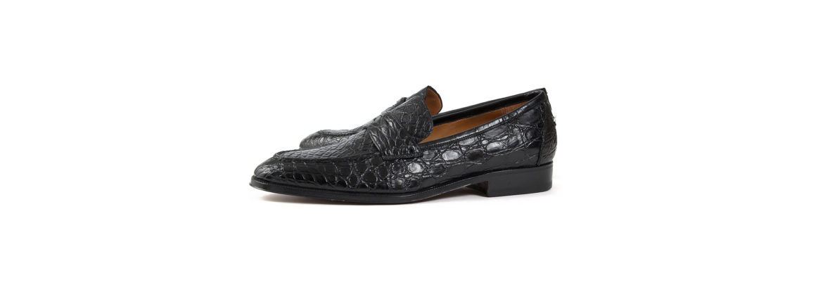 ENZO BONAFE (エンツォボナフェ) ART. EB-08 Crocodile Coin Loafer (クロコダイル コイン ローファー) Mat Crocodile Leather マット クロコダイル レザー ドレスシューズ ローファー NERO (ブラック) made in italy (イタリア製) 2019 愛知 名古屋 enzobonafe エンツォボナフェ eb08 ローファー zodiac nagoya alto e diritto altoediritto アルトエデリット コードバン　5,5.5,6,6.5,7,7.5,8,8.5,9,9.5