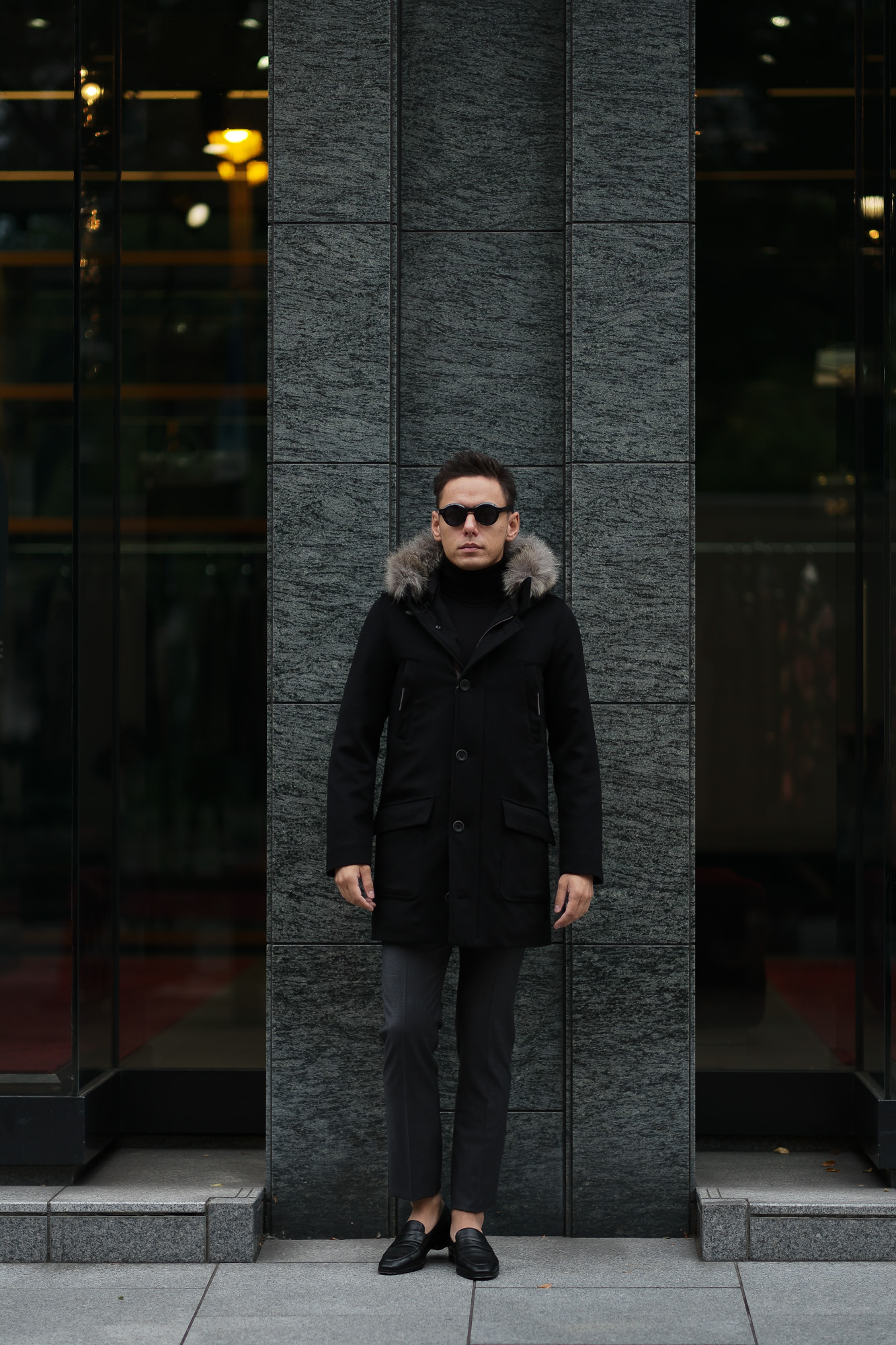 HERNO(ヘルノ) N-3B Cashmere coat (カシミア コート) LUIGI COLOMBO (ルイージ・コロンボ) 撥水 カシミア ロング コート BLACK (ブラック・9300) Made in italy (イタリア製) 2019 秋冬新作 altoediritto アルトエデリット 愛知 名古屋