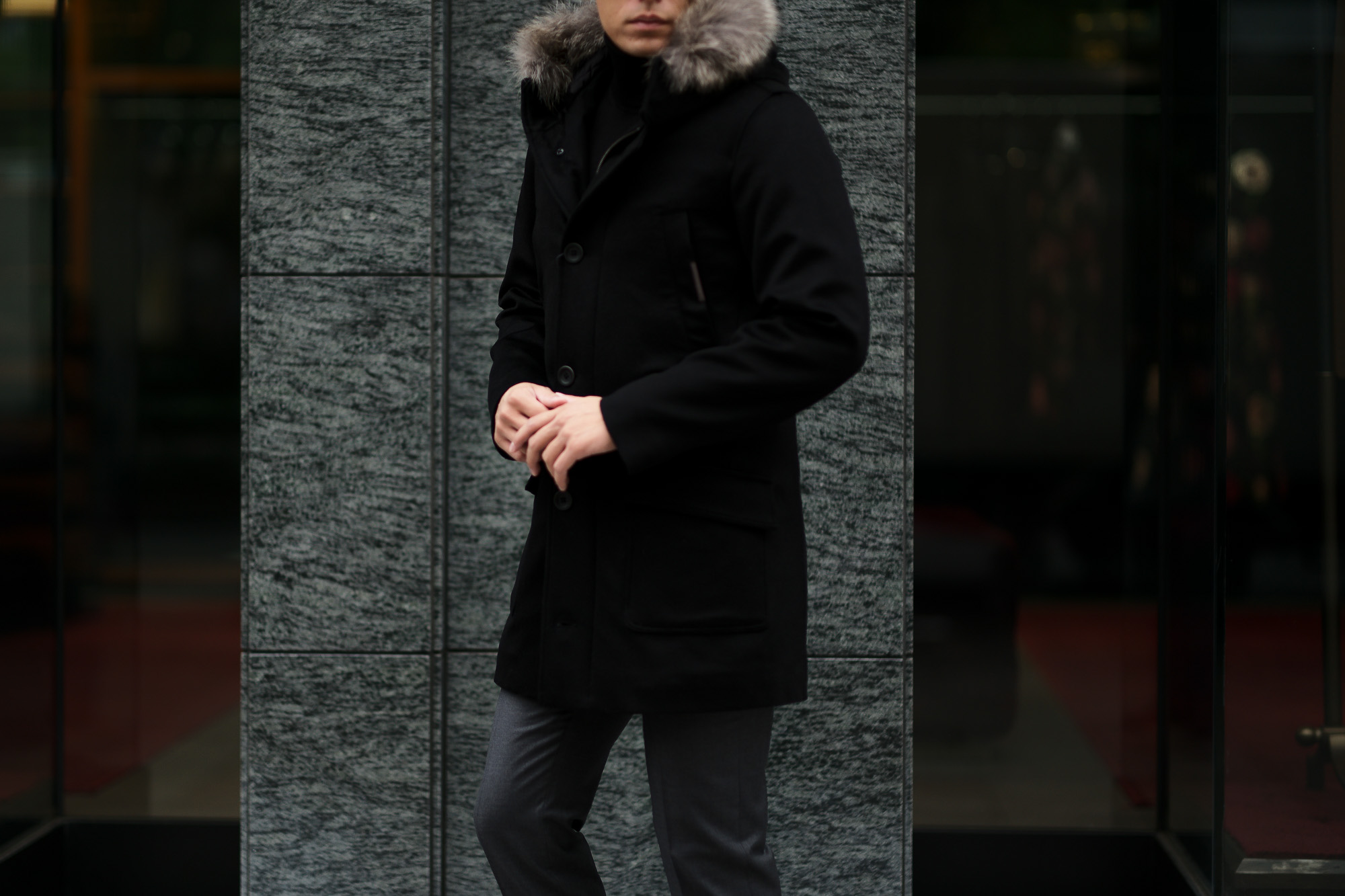 HERNO(ヘルノ) N-3B Cashmere coat (カシミア コート) LUIGI COLOMBO (ルイージ・コロンボ) 撥水 カシミア ロング コート BLACK (ブラック・9300) Made in italy (イタリア製) 2019 秋冬新作 altoediritto アルトエデリット 愛知 名古屋