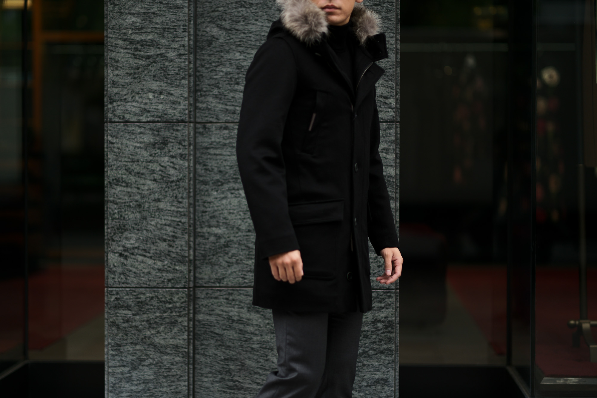 HERNO(ヘルノ) N-3B Cashmere coat (カシミア コート) LUIGI COLOMBO (ルイージ・コロンボ) 撥水 カシミア ロング コート BLACK (ブラック・9300) Made in italy (イタリア製) 2019 秋冬新作 altoediritto アルトエデリット 愛知 名古屋