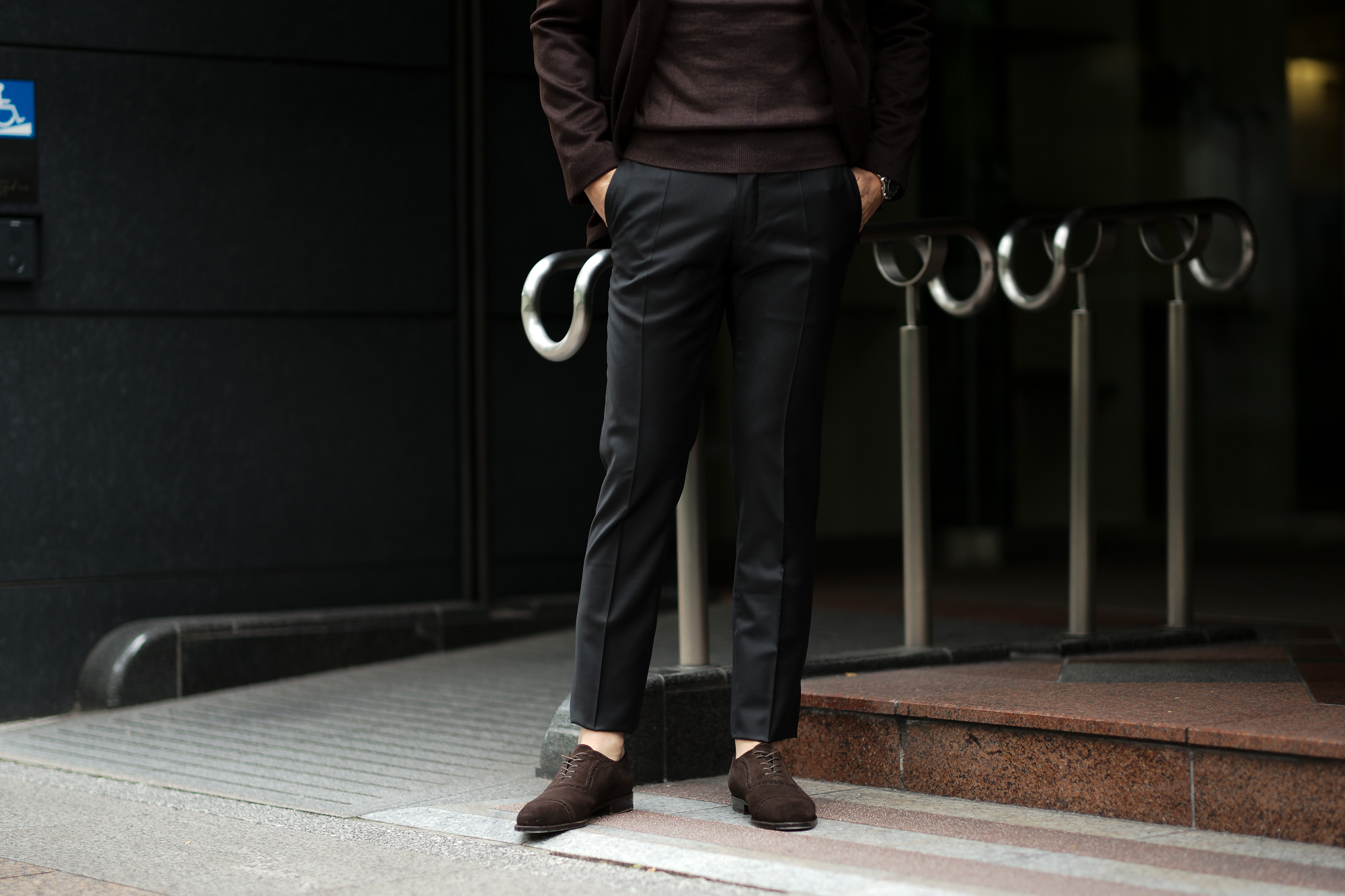 INCOTEX (インコテックス) SARTORIALE (サルトリアーレ) MIT300 SLIM FIT (WOOL & CASHMERE TWILL) ウールカシミアツイル スラックス BLACK (ブラック・990) 2019 秋冬新作 alto e diritto アルトエデリット 愛知 名古屋 グレスラ ブラックスラックス