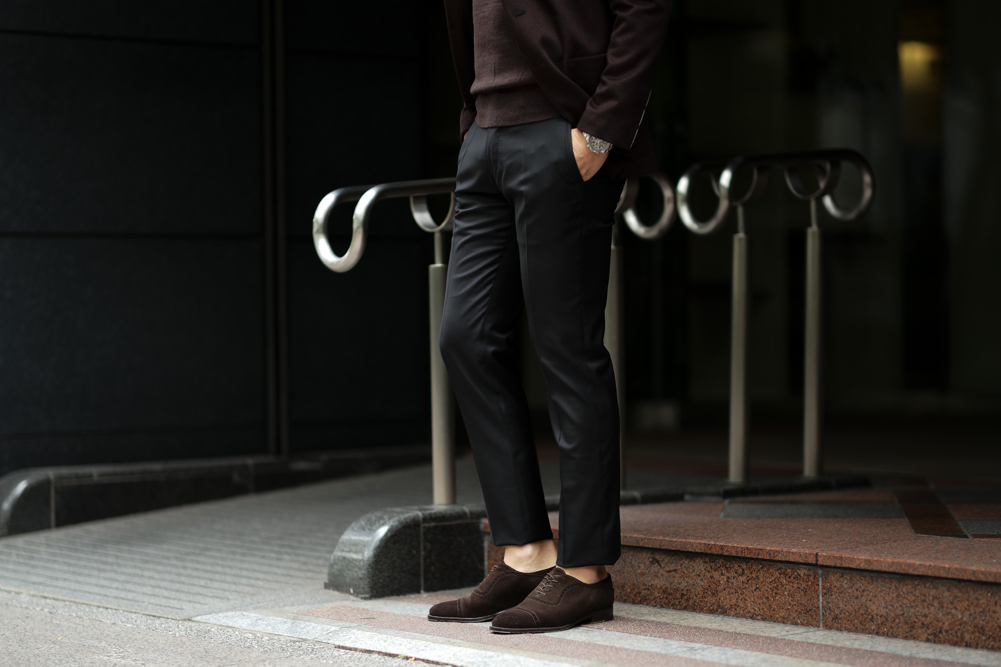 INCOTEX (インコテックス) SARTORIALE (サルトリアーレ) MIT300 SLIM FIT (WOOL & CASHMERE TWILL) ウールカシミアツイル スラックス BLACK (ブラック・990) 2019 秋冬新作 alto e diritto アルトエデリット 愛知 名古屋 グレスラ ブラックスラックス