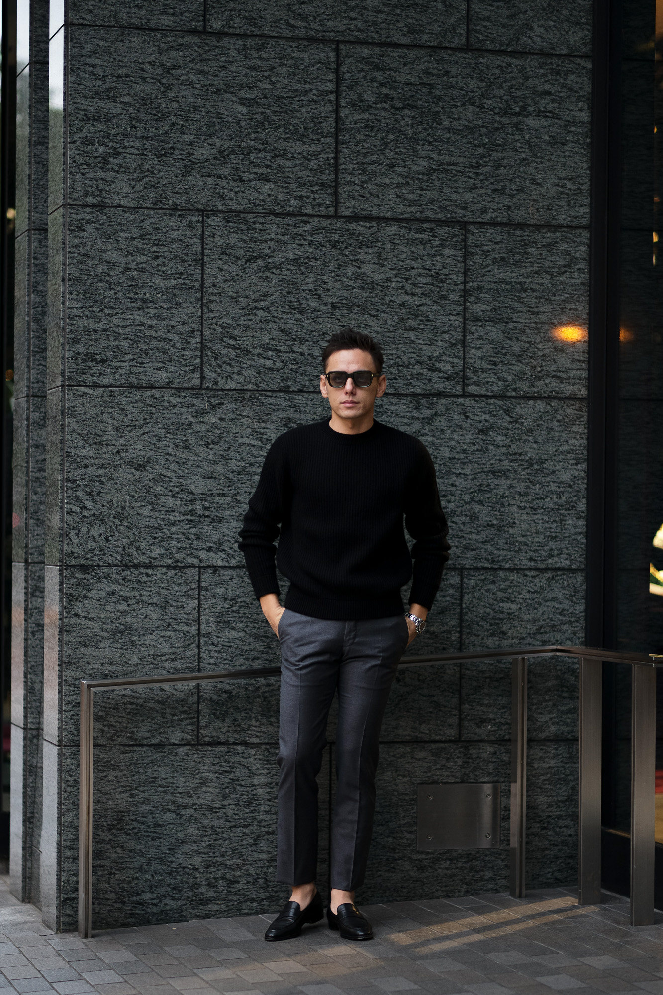 LAMBERTO LOSANI (ランベルト ロザーニ) Cashmere Crew Neck Sweater (カシミア クルーネック セーター) ローゲージ カシミアニット セーター BLACK (ブラック・0901) made in italy (イタリア製) 2019 秋冬新作 lambertolosani ランベルトロザーニ 愛知 名古屋 altoediritto アルトエデリット