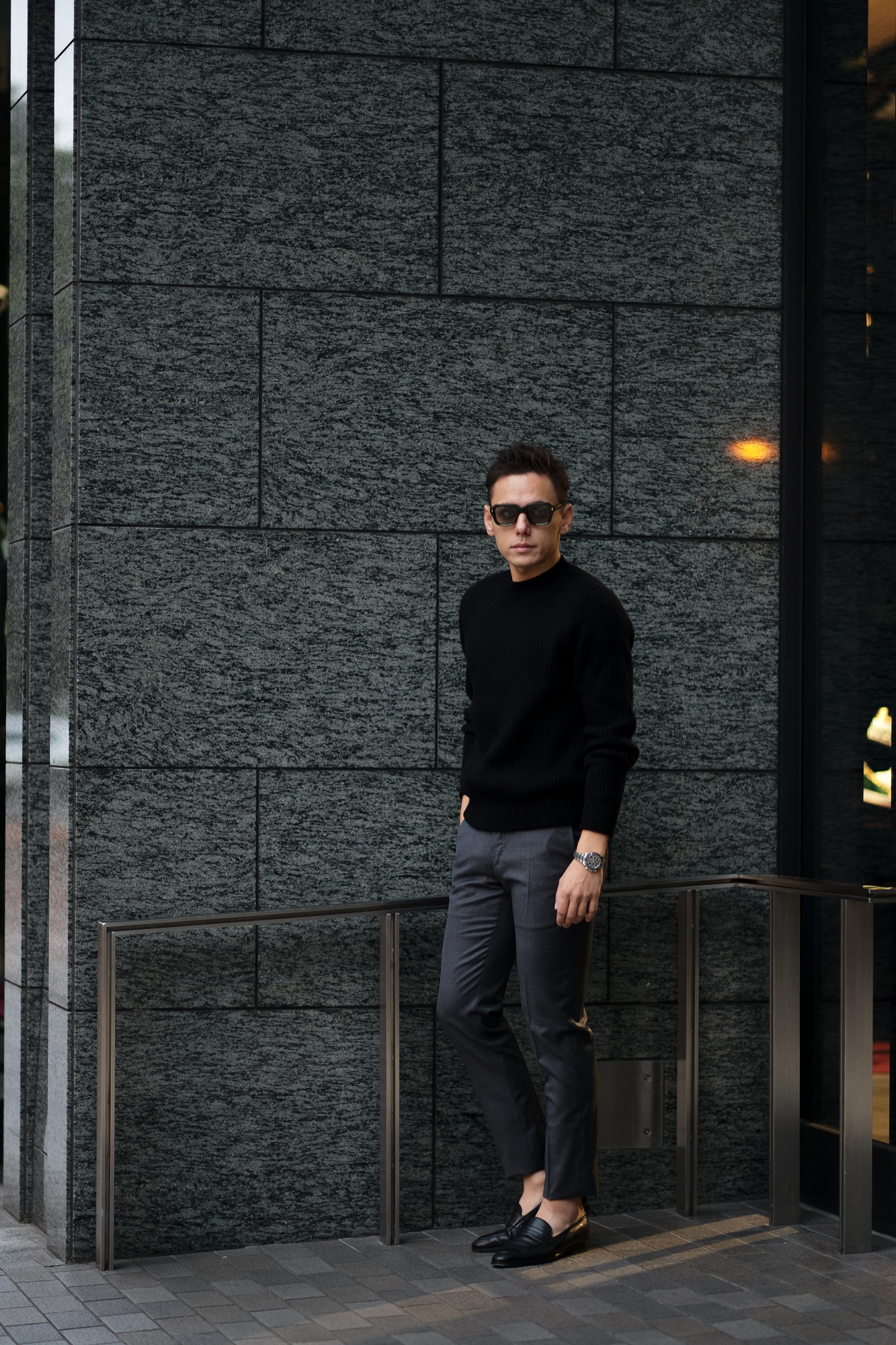 LAMBERTO LOSANI (ランベルト ロザーニ) Cashmere Crew Neck Sweater (カシミア クルーネック セーター) ローゲージ カシミアニット セーター BLACK (ブラック・0901) made in italy (イタリア製) 2019 秋冬新作 lambertolosani ランベルトロザーニ 愛知 名古屋 altoediritto アルトエデリット