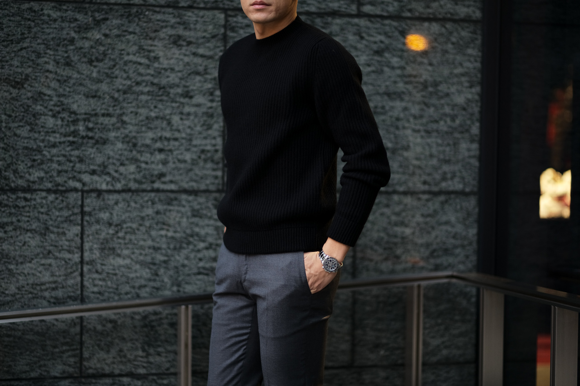 LAMBERTO LOSANI (ランベルト ロザーニ) Cashmere Crew Neck Sweater (カシミア クルーネック セーター) ローゲージ カシミアニット セーター BLACK (ブラック・0901) made in italy (イタリア製) 2019 秋冬新作 lambertolosani ランベルトロザーニ 愛知 名古屋 altoediritto アルトエデリット