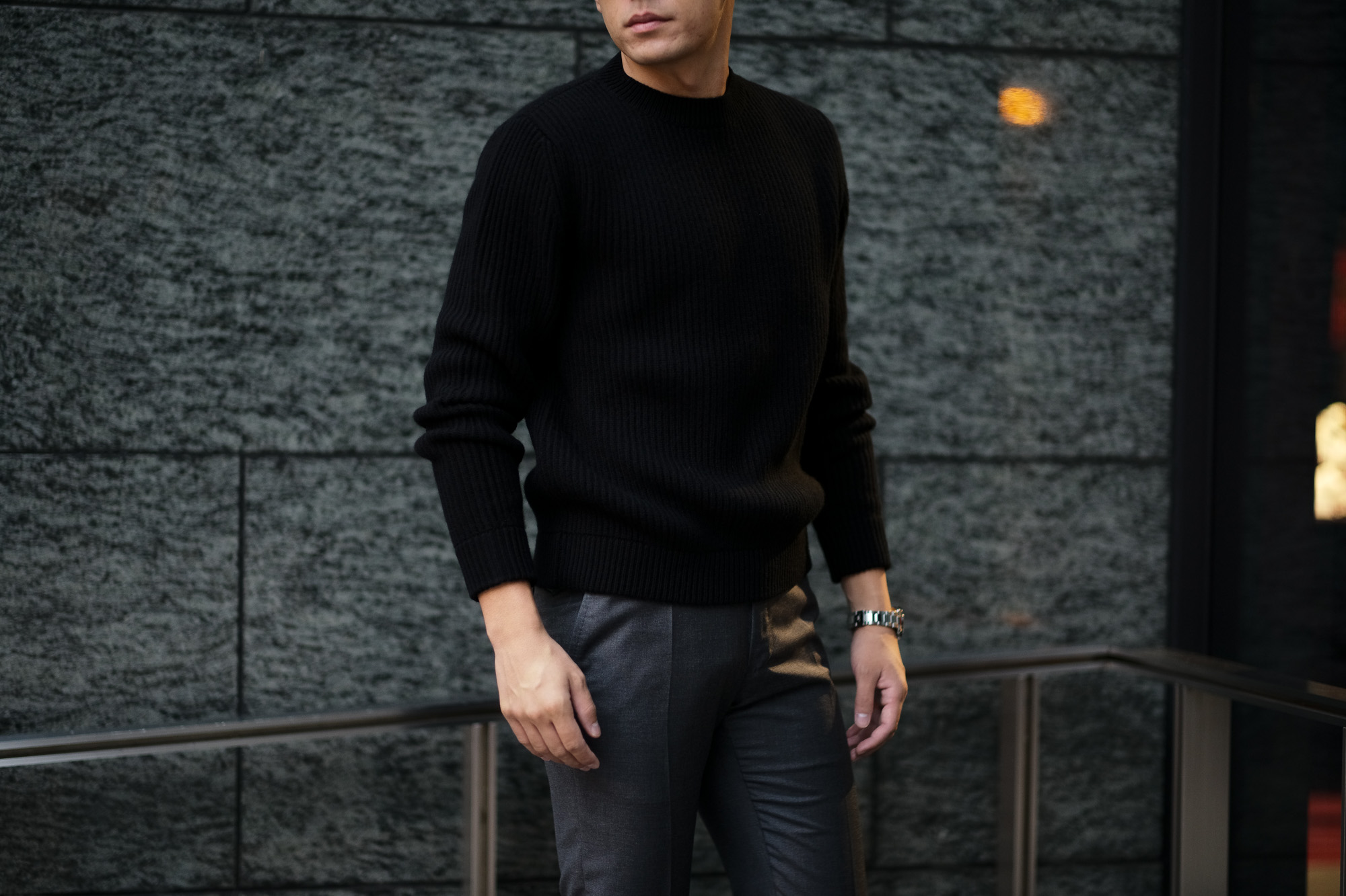 LAMBERTO LOSANI (ランベルト ロザーニ) Cashmere Crew Neck Sweater (カシミア クルーネック セーター) ローゲージ カシミアニット セーター BLACK (ブラック・0901) made in italy (イタリア製) 2019 秋冬新作 lambertolosani ランベルトロザーニ 愛知 名古屋 altoediritto アルトエデリット