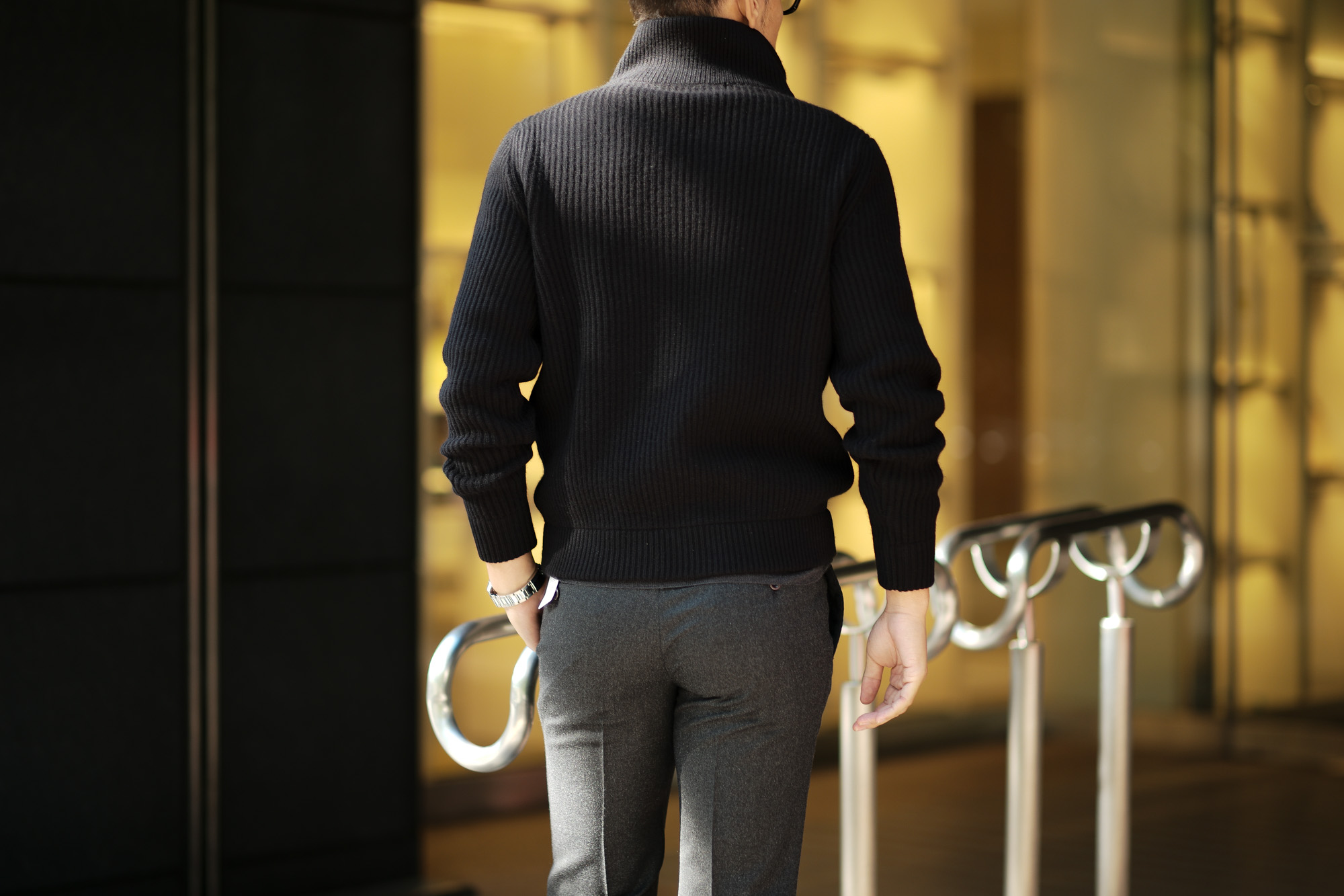 LAMBERTO LOSANI (ランベルト ロザーニ) Cashmere Zip Up Cardigan (カシミア ジップアップ カーディガン) ローゲージ カシミアニット カーディガン BLACK (ブラック・901) made in italy (イタリア製) 2019 秋冬新作 lambertolosani ランベルトロザーニ 愛知 名古屋 altoediritto アルトエデリット