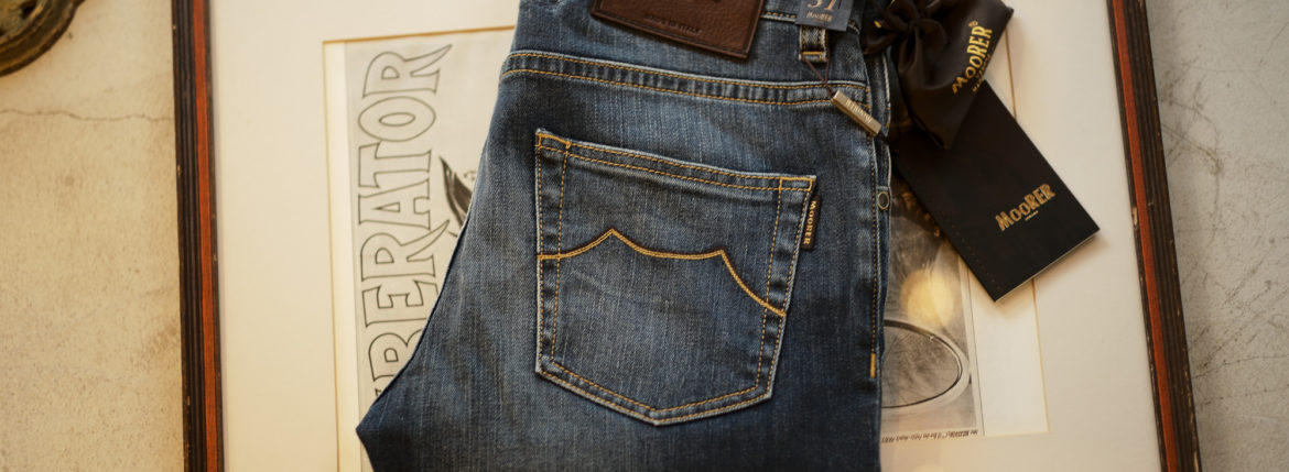 MOORER (ムーレー) GIOTTO-DC102 (ジオット) Japanese Fabric Comfort Denim (コンフォートデニム) ストレッチ ジーンズ デニムパンツ LAVAGGIO 6007 (ブルー)  Made in italy (イタリア製) 2019 秋冬新作  【入荷しました】【フリー分発売開始】のイメージ