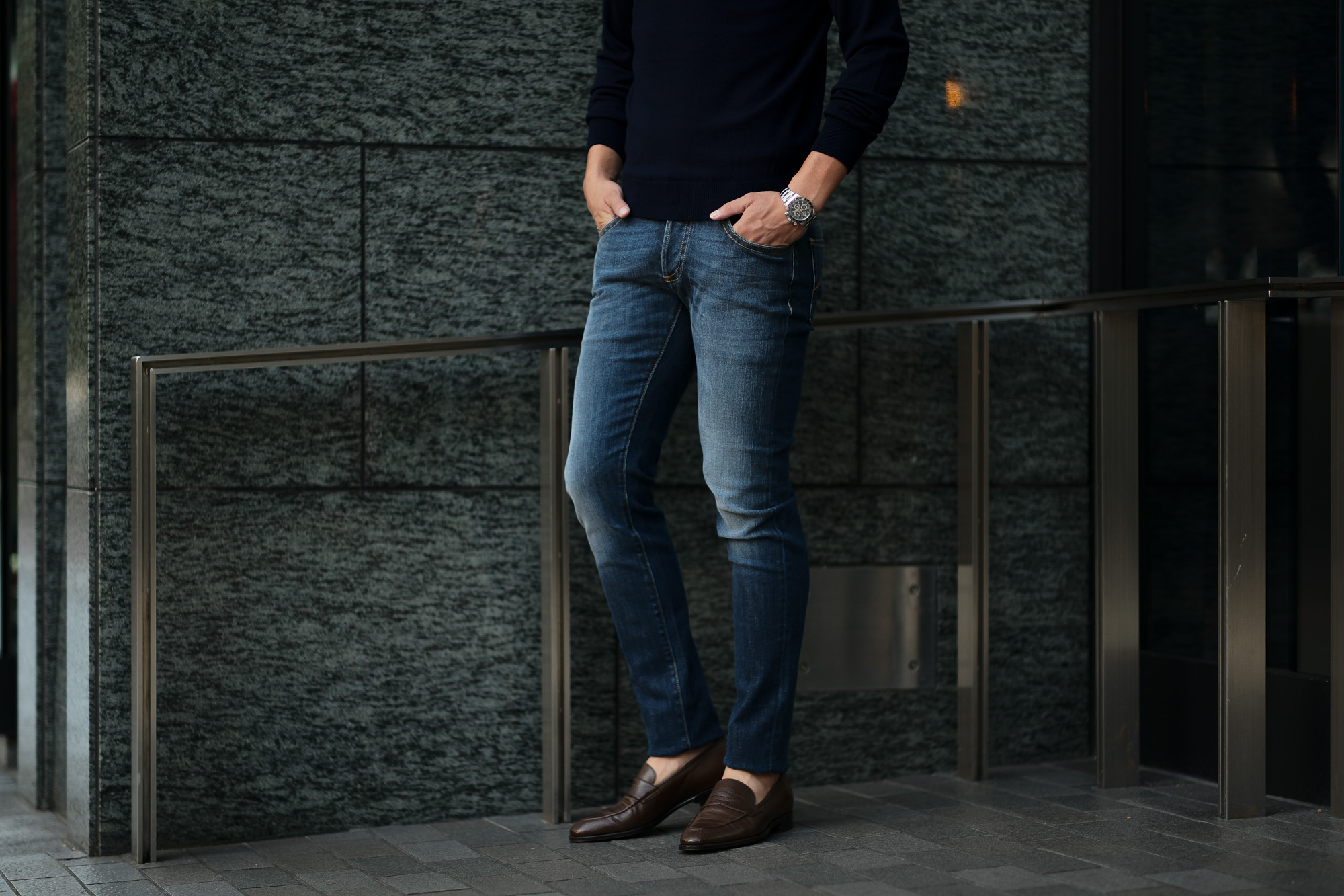 MOORER (ムーレー) GIOTTO-DC102 (ジオット) Japanese Fabric Comfort Denim (コンフォートデニム) ストレッチ ジーンズ デニムパンツ LAVAGGIO 6007 (ブルー)  Made in italy (イタリア製) 2019 秋冬新作  Alto e Diritto altoediritto アルトエデリット