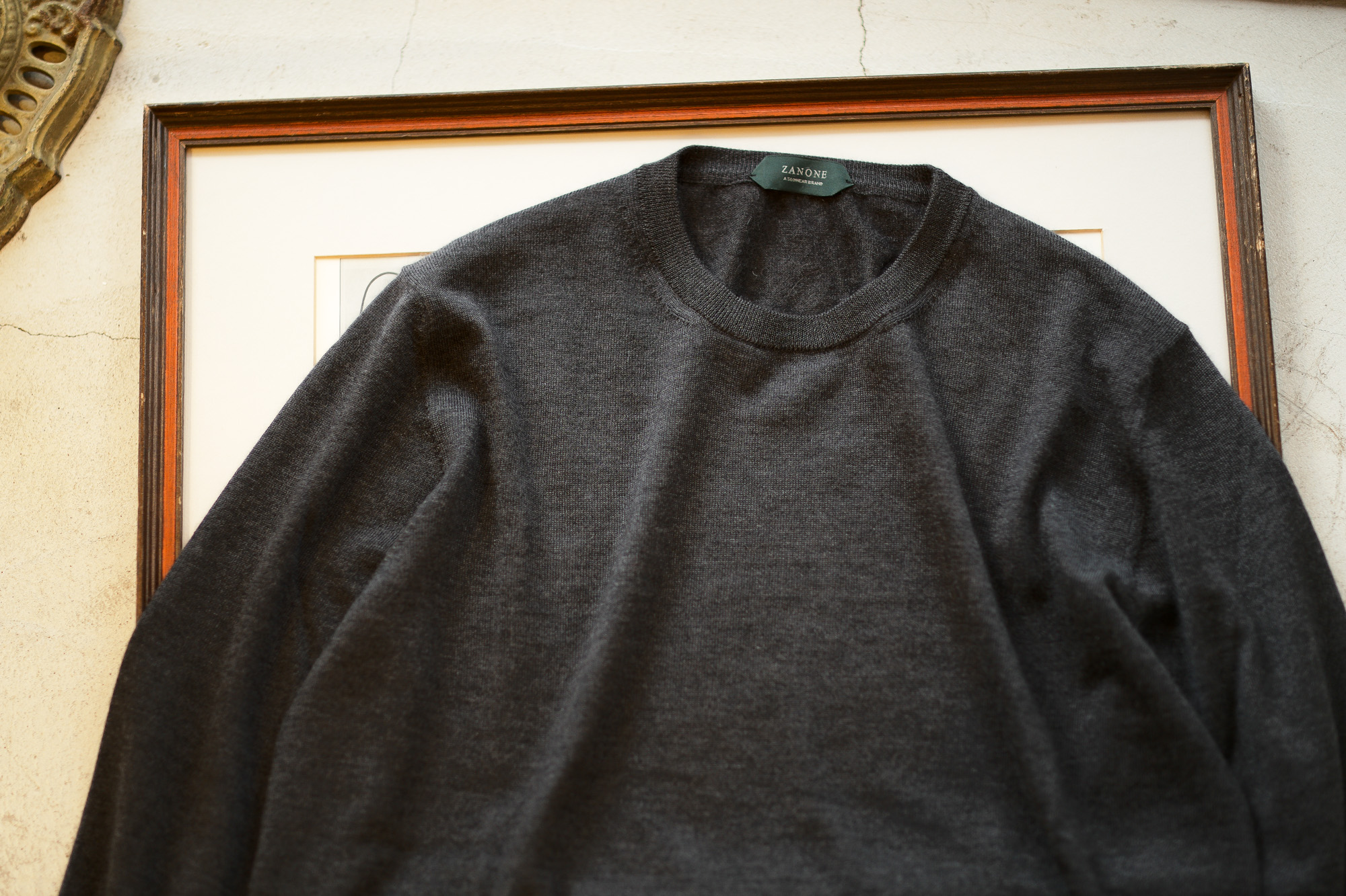 ZANONE(ザノーネ) Cashmere Crew Neck Sweater (カシミア クルーネック セーター) 18ゲージ カシミア ニット セーター CHARCOAL (チャコール・Z4944) made in italy (イタリア製) 2019 秋冬新作 愛知 名古屋 altoediritto アルトエデリット