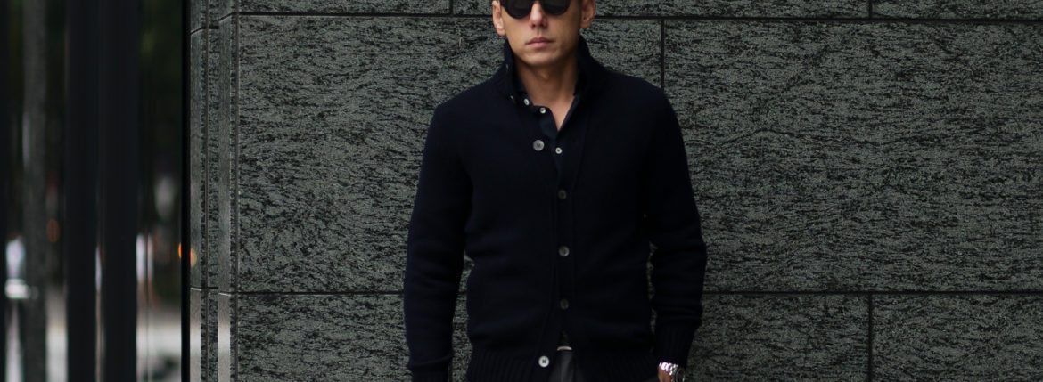 ZANONE(ザノーネ) CHIOTO Cashmere (キョウト カシミア) ミドルゲージ カシミア ニット カーディガン ジャケット NAVY (ネイビー・Z3589) made in italy (イタリア製) 2019 秋冬新作 愛知 名古屋 altoediritto アルトエデリット