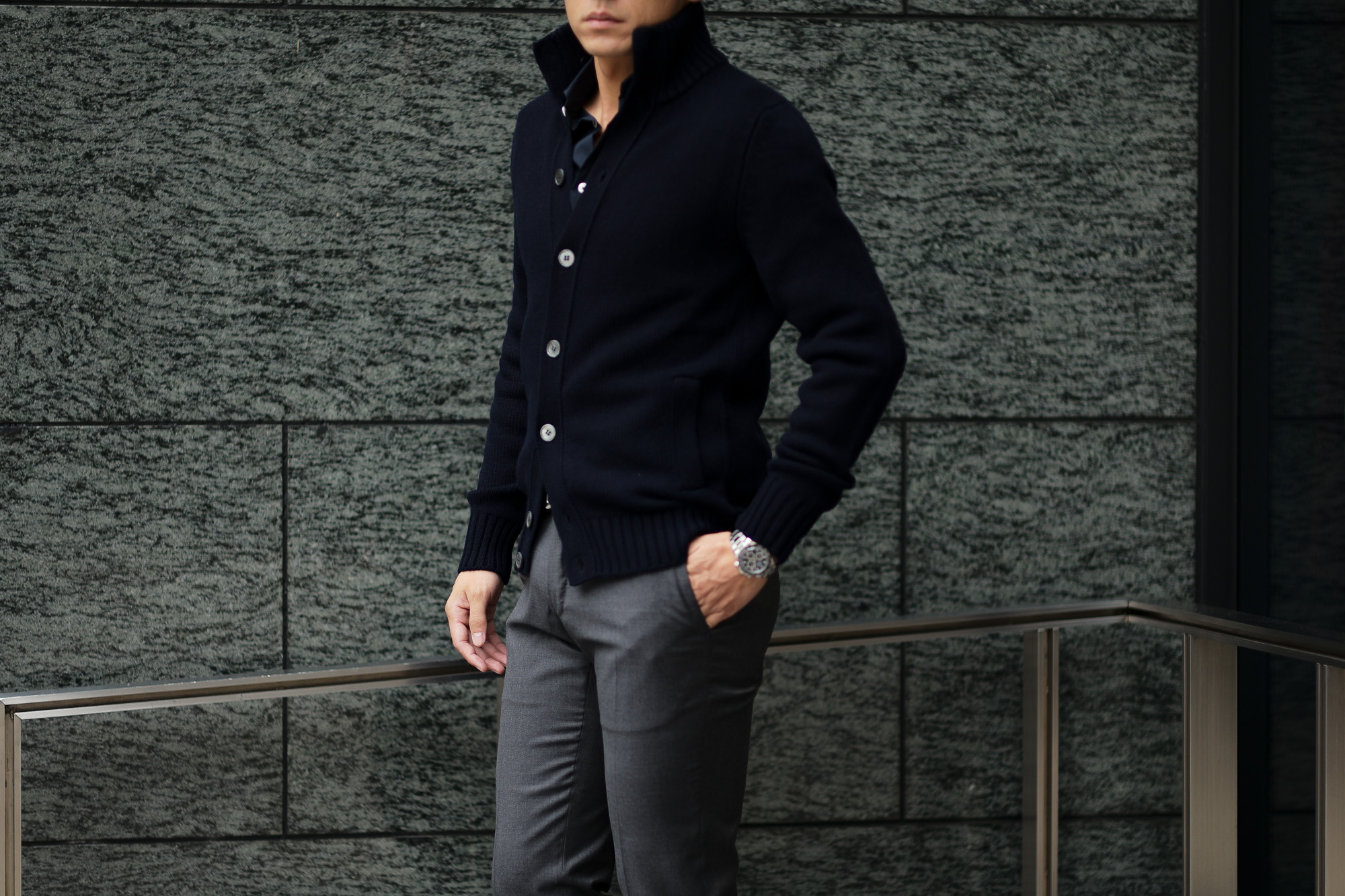 ZANONE(ザノーネ) CHIOTO Cashmere (キョウト カシミア) ミドルゲージ カシミア ニット カーディガン ジャケット NAVY (ネイビー・Z3589) made in italy (イタリア製) 2019 秋冬新作  愛知 名古屋 altoediritto アルトエデリット