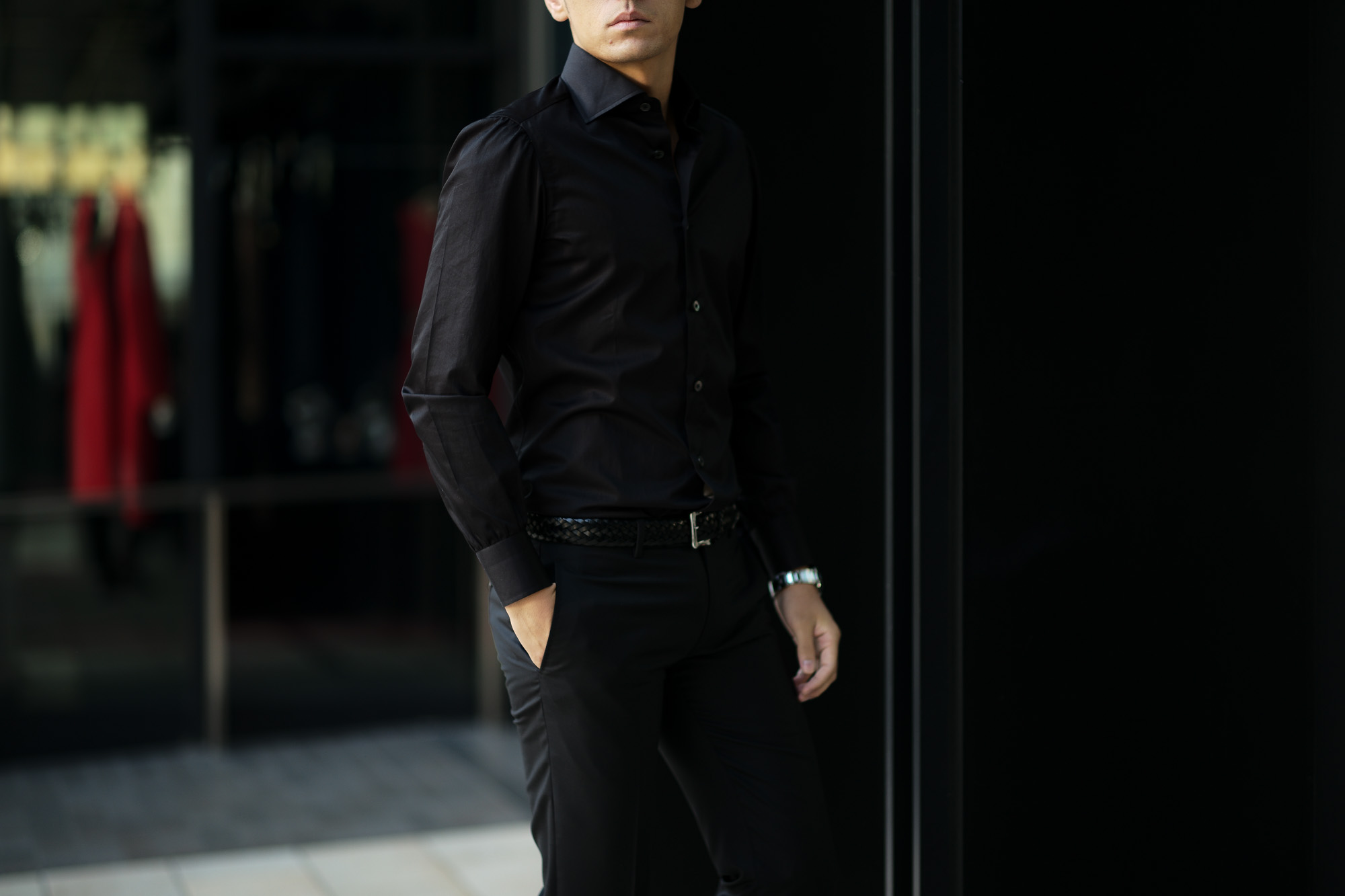 AVINO(アヴィーノ) Poplin Dress Shirts コットン ブロード ポプリン ドレスシャツ BLACK(ブラック) made in italy (イタリア製) 2019 秋冬新作 愛知 名古屋 altoediritto アルトエデリット